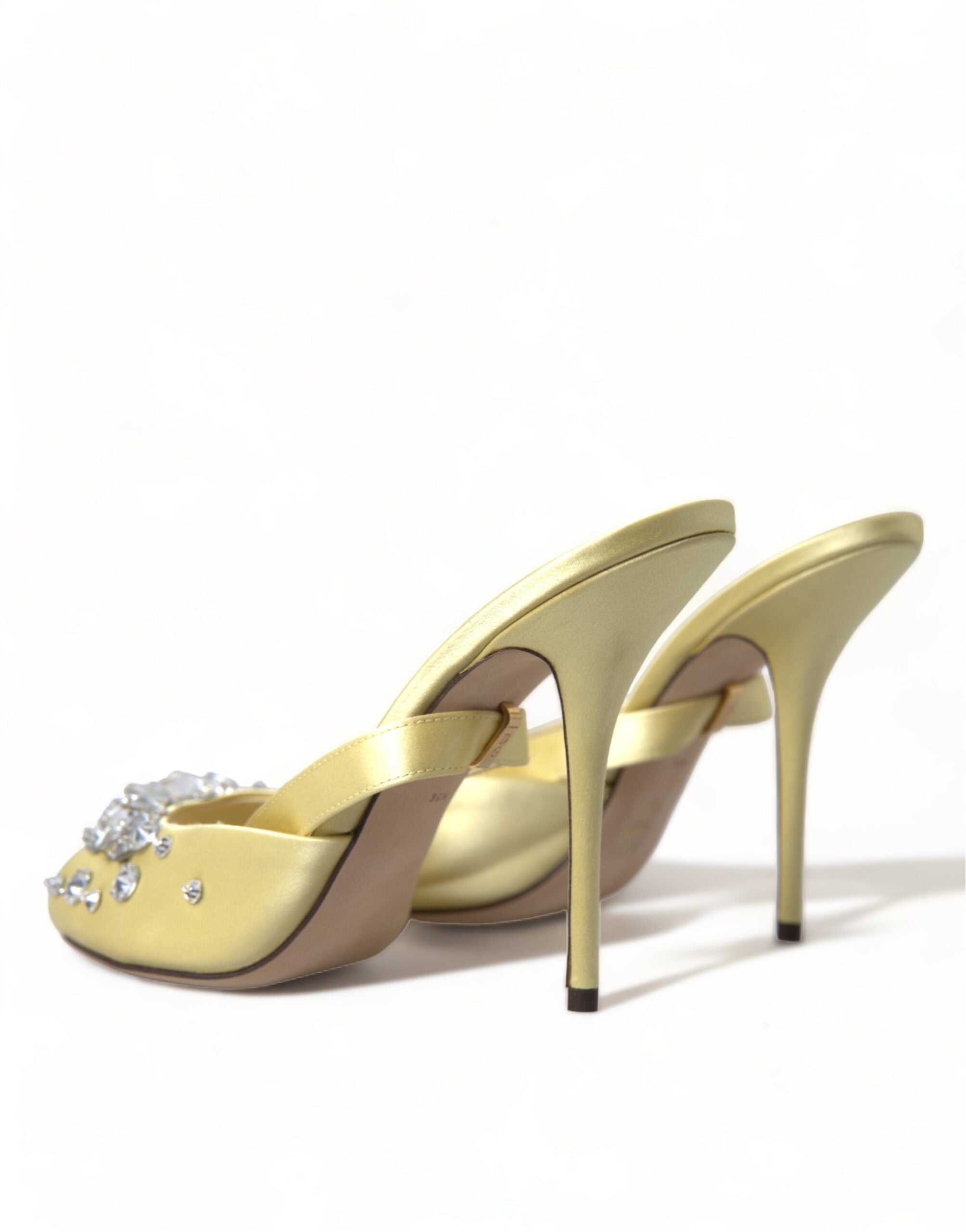 Yellow Satin Crystal Mary Janes Sandals