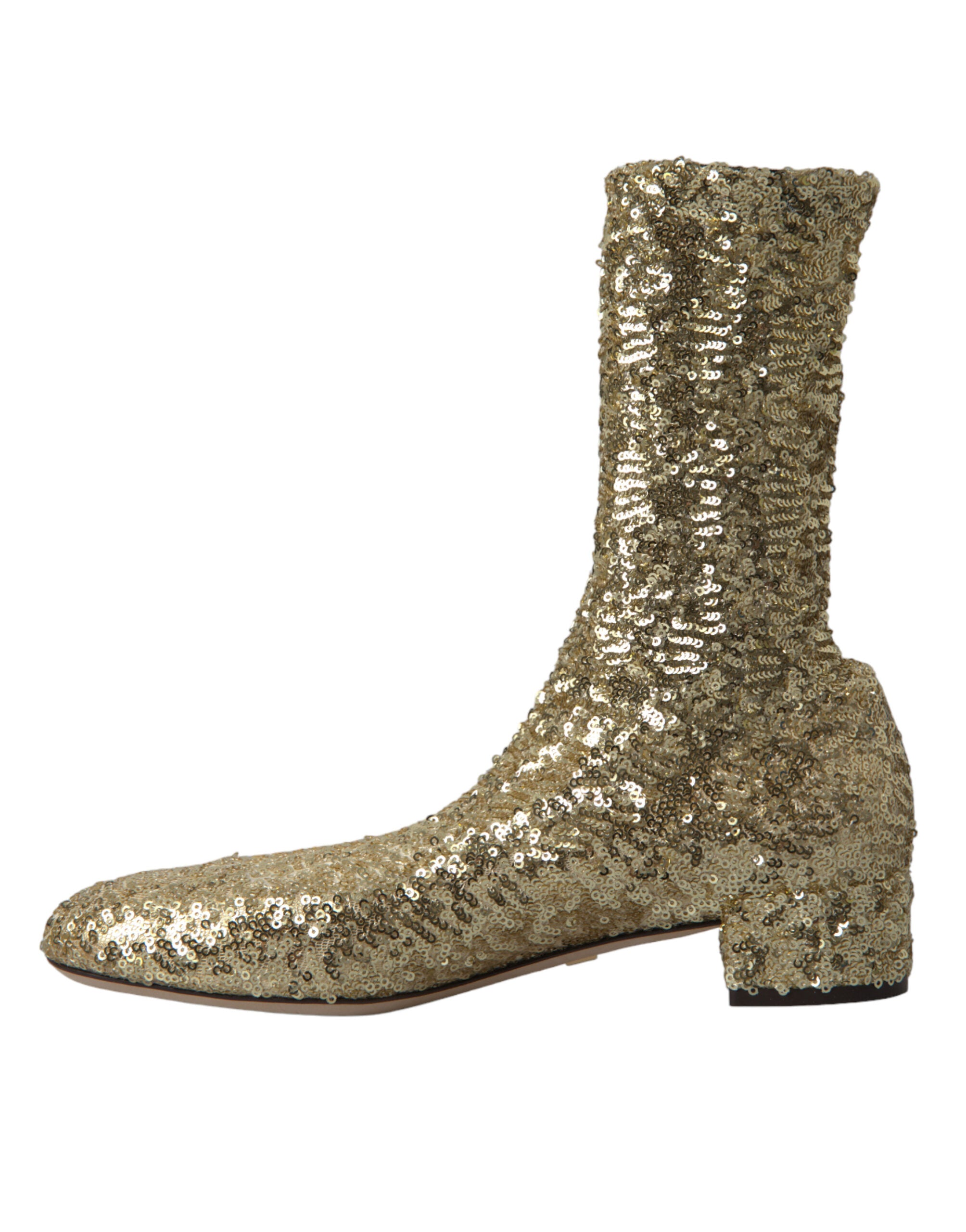 Gold Sequined Short Boots Stretch Shoes - ventzia