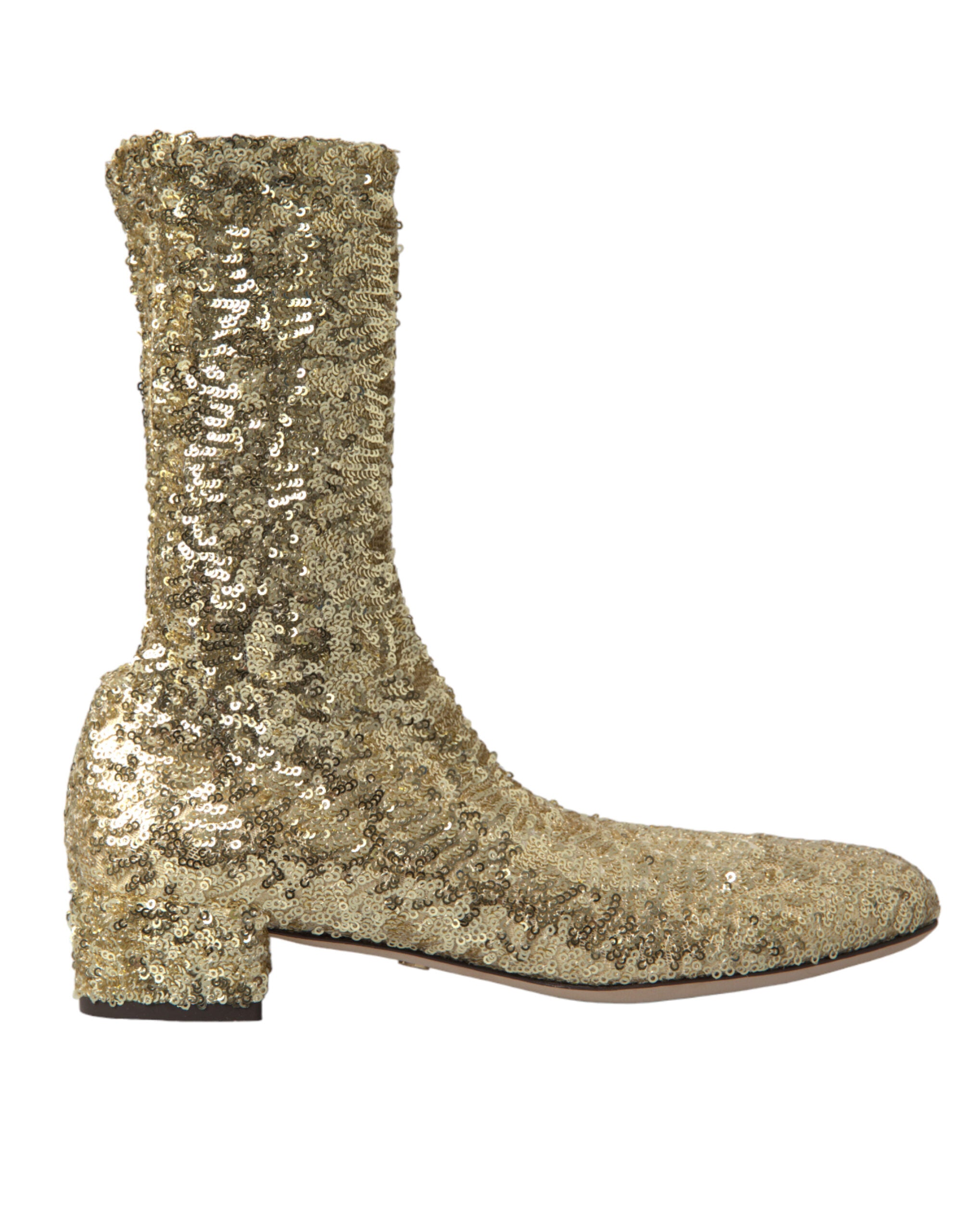 Gold Sequined Short Boots Stretch Shoes - ventzia