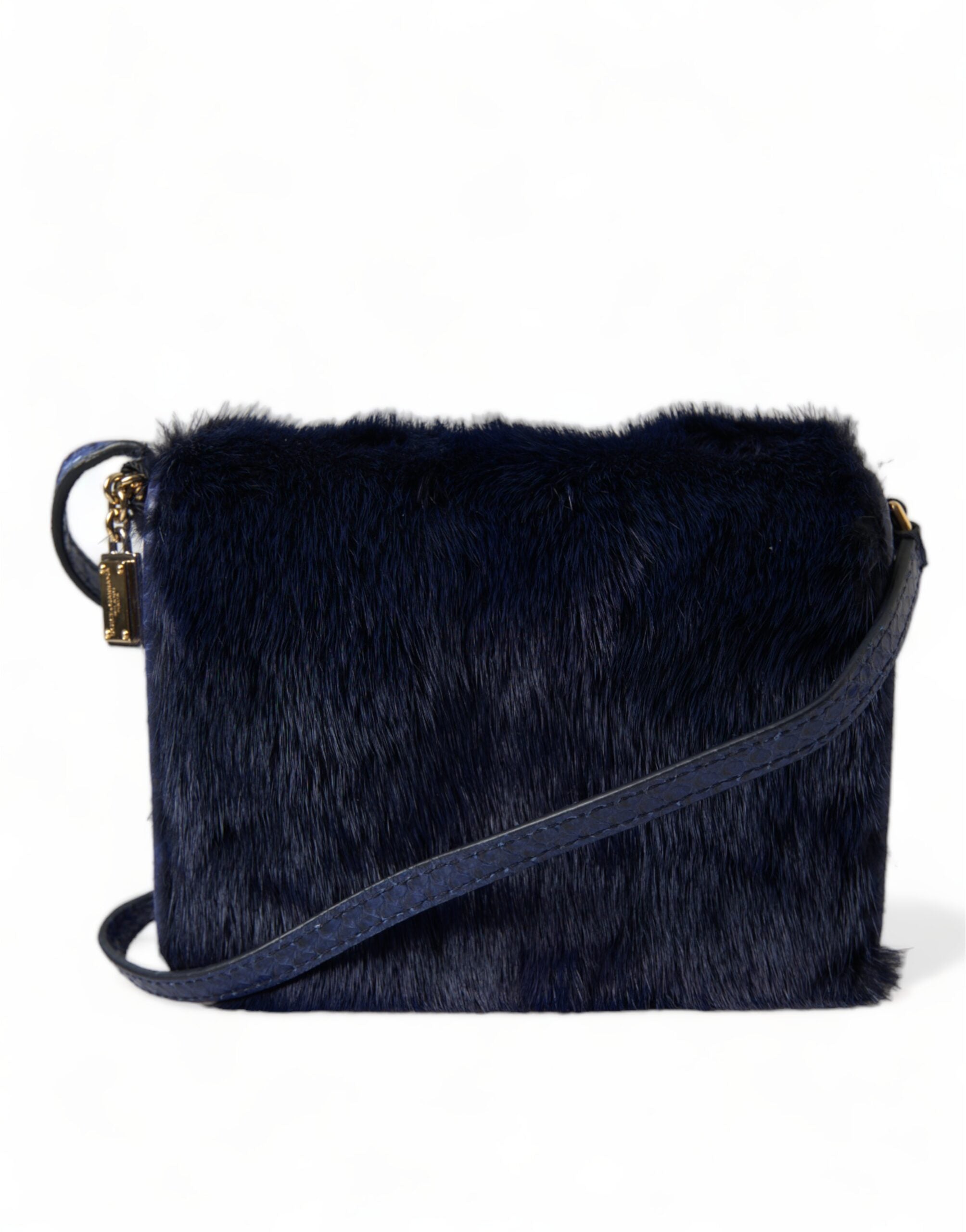 Dark Blue Fur Ayers Lily Twist Crossbody Shoulder Bag - ventzia