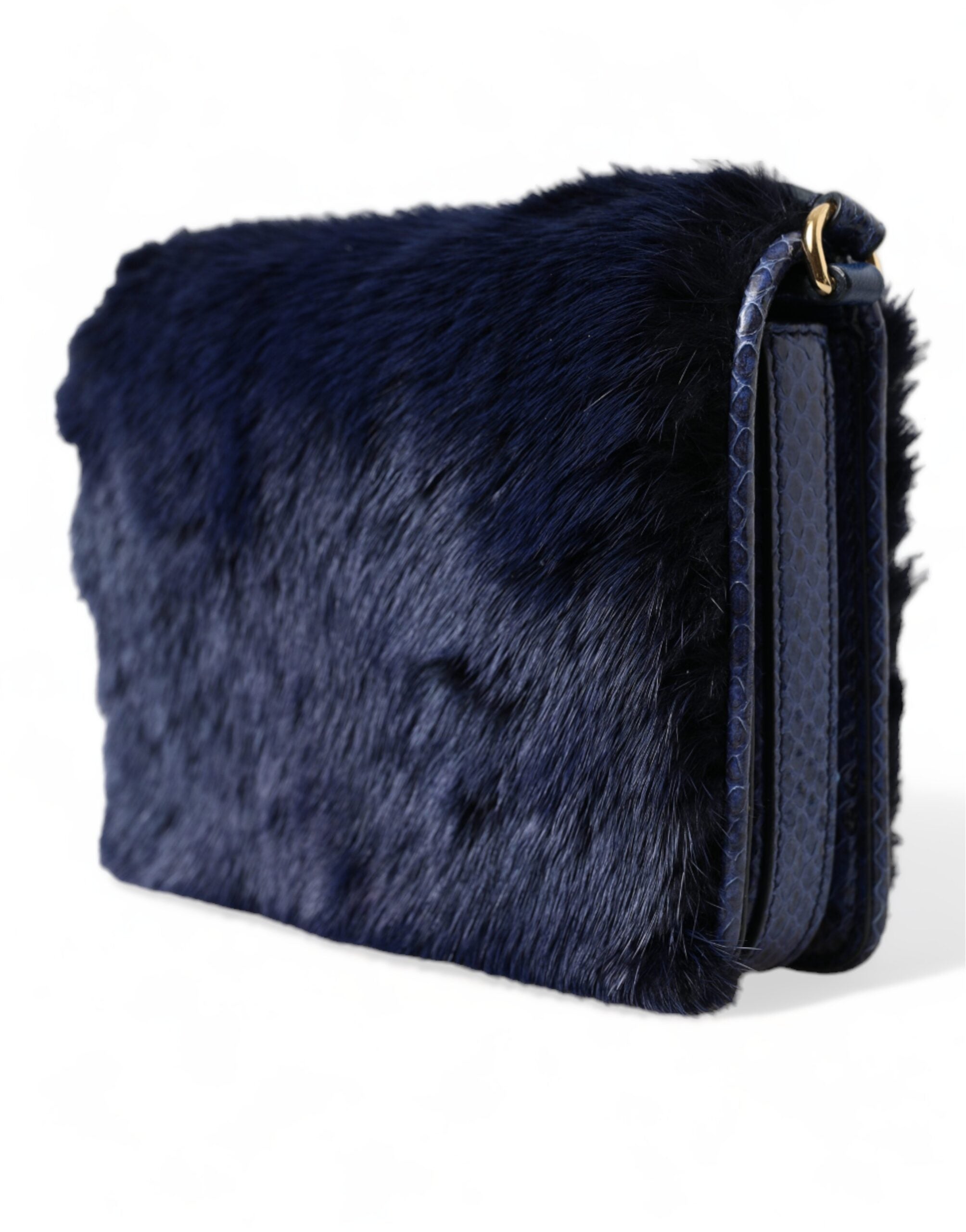Dark Blue Fur Ayers Lily Twist Crossbody Shoulder Bag - ventzia