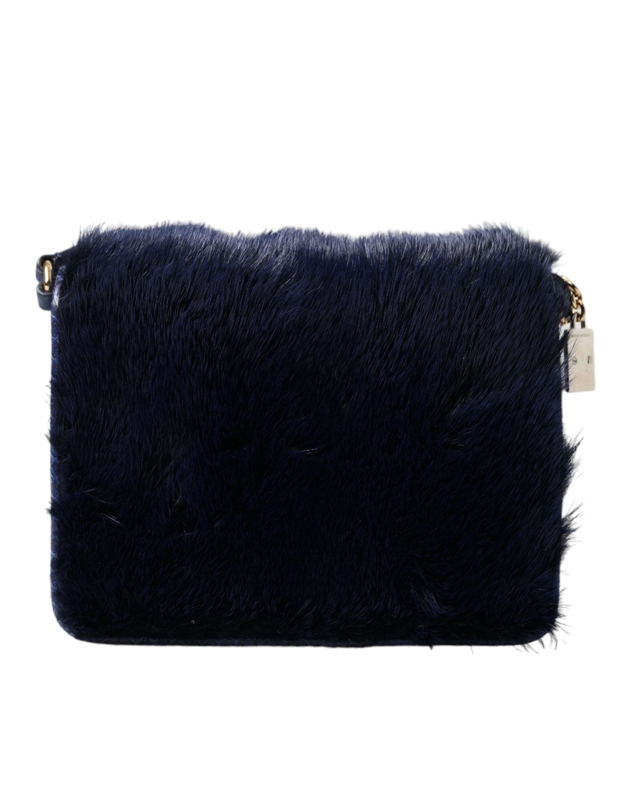 Dark Blue Fur Ayers Lily Twist Crossbody Shoulder Bag - ventzia