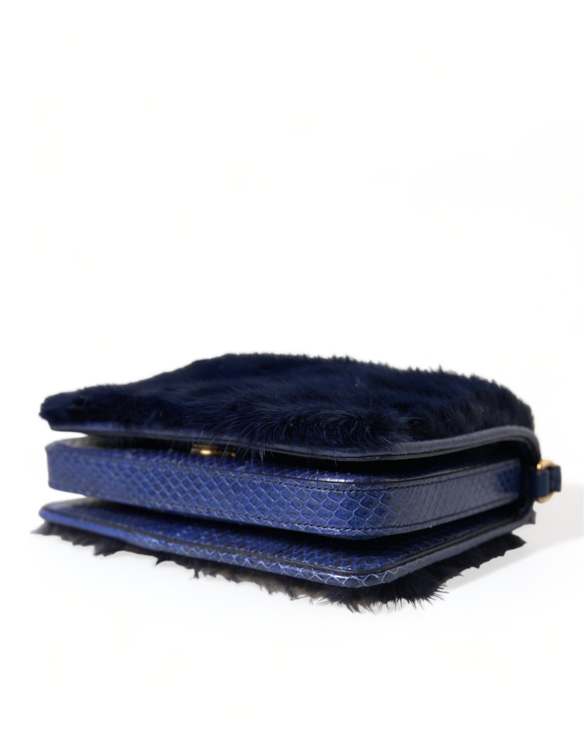 Dark Blue Fur Ayers Lily Twist Crossbody Shoulder Bag - ventzia