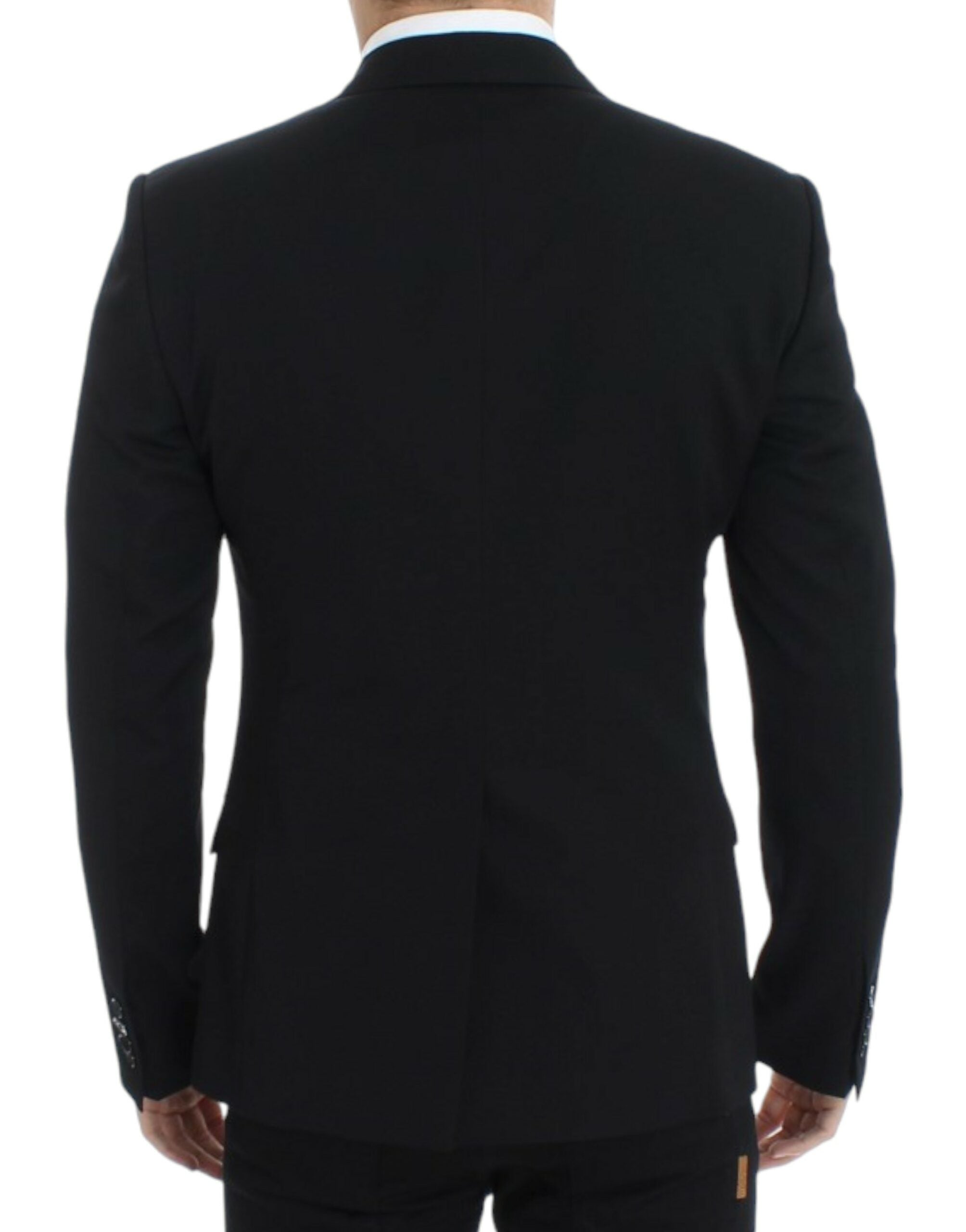 Elegant Slim Fit Black Wool Blazer - ventzia