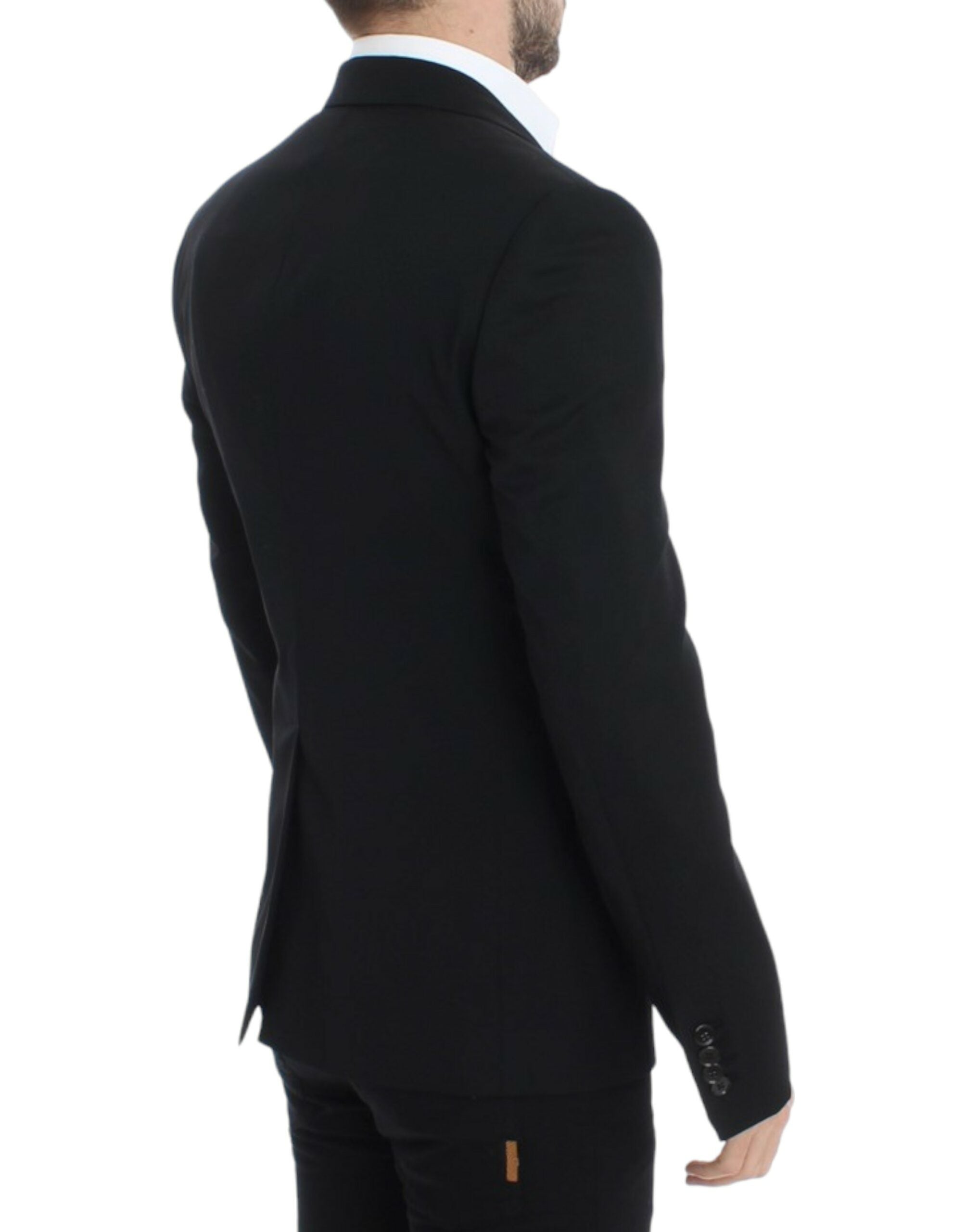 Elegant Slim Fit Black Wool Blazer - ventzia