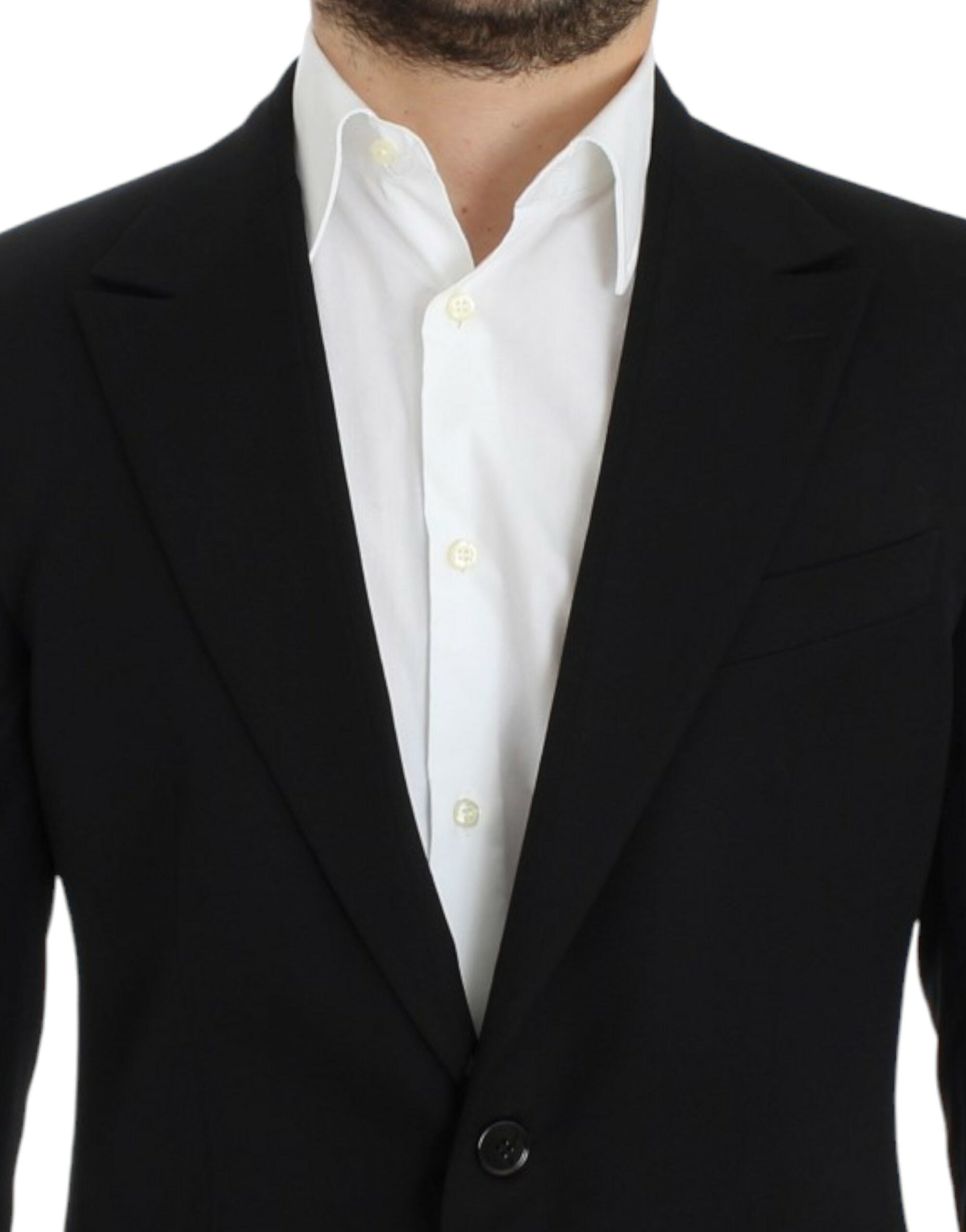 Elegant Slim Fit Black Wool Blazer - ventzia