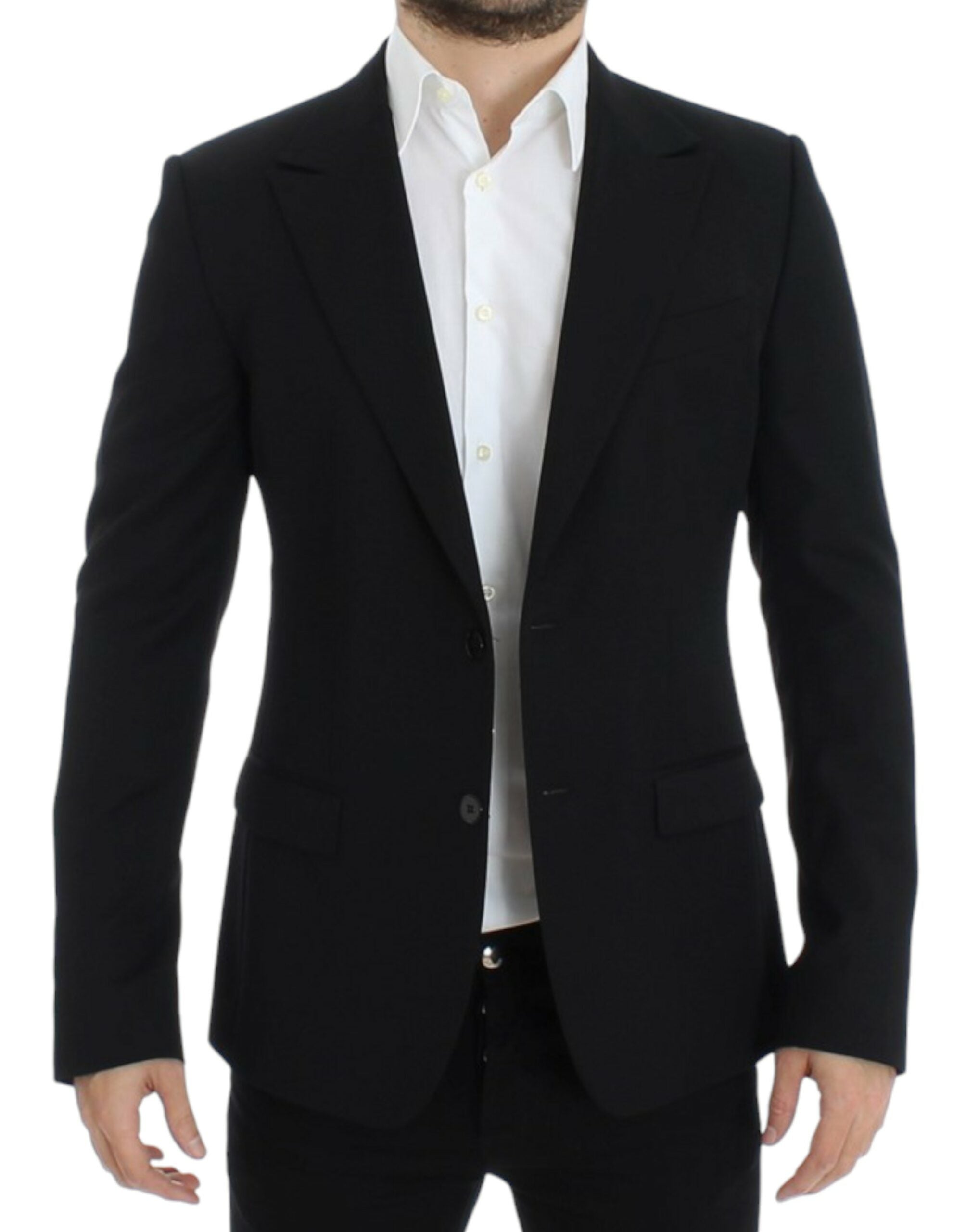 Elegant Slim Fit Black Wool Blazer - ventzia