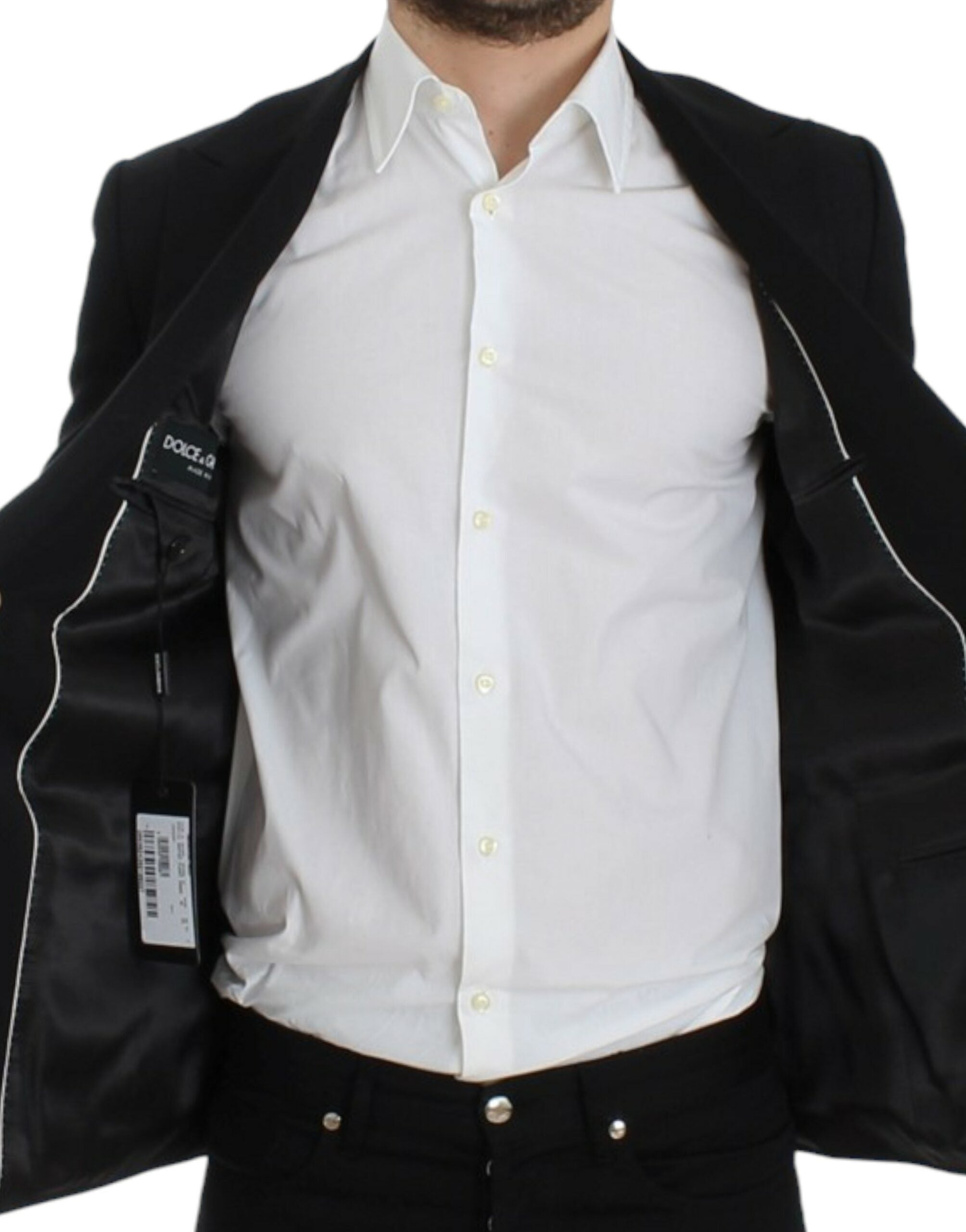Elegant Slim Fit Black Wool Blazer - ventzia