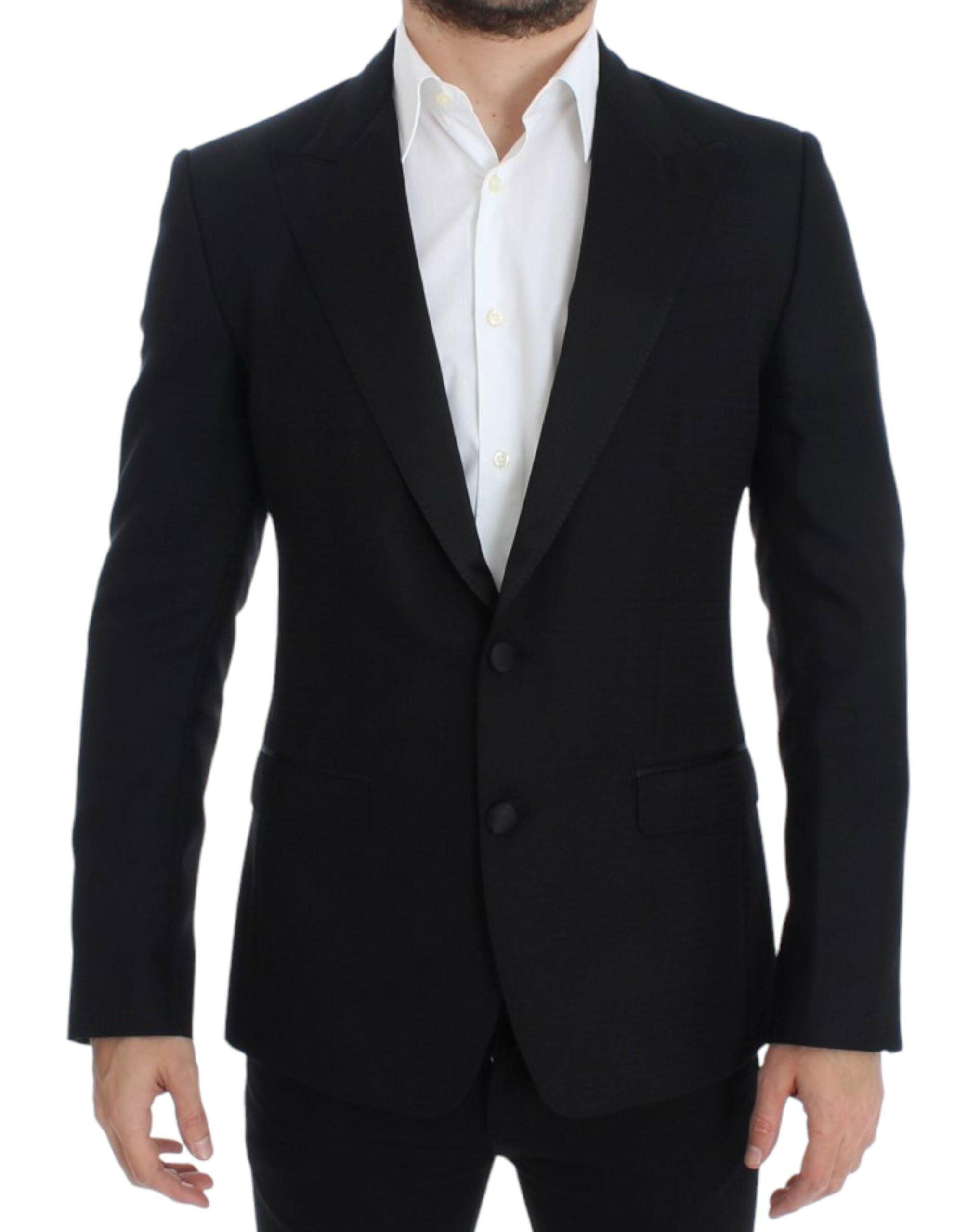 Elegant Black Silk Blend Sicilia Blazer - ventzia