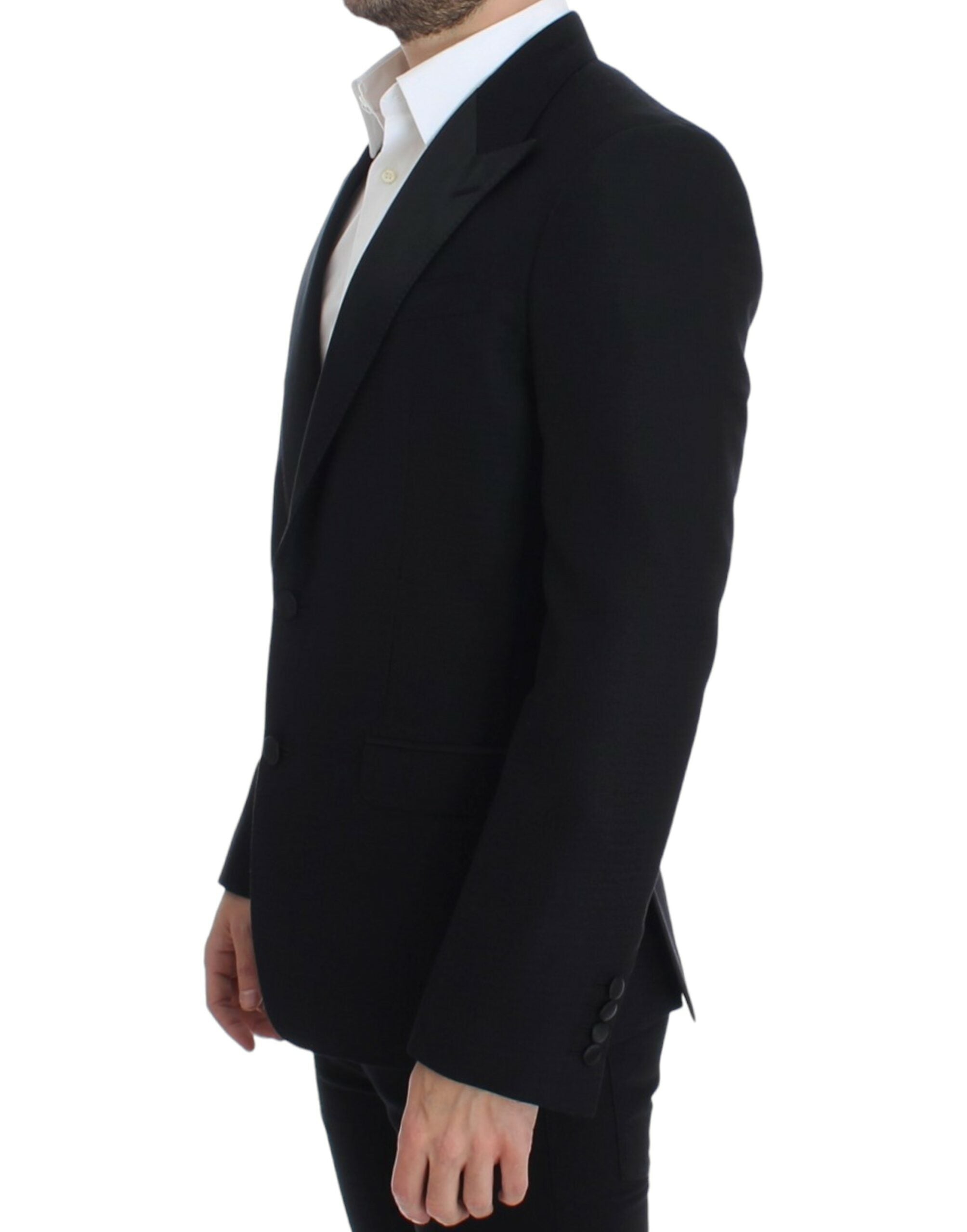 Elegant Black Silk Blend Sicilia Blazer - ventzia