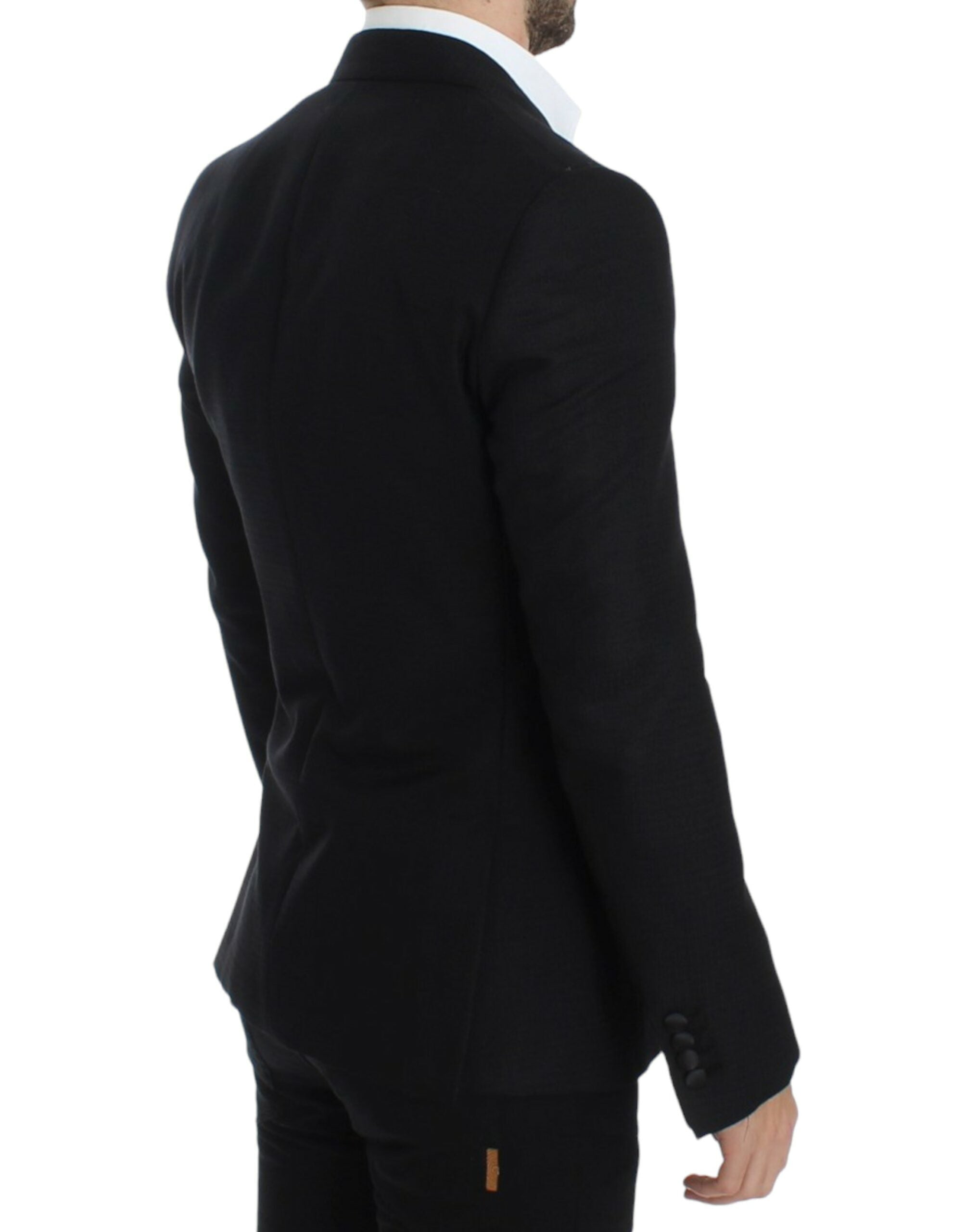 Elegant Black Silk Blend Sicilia Blazer - ventzia