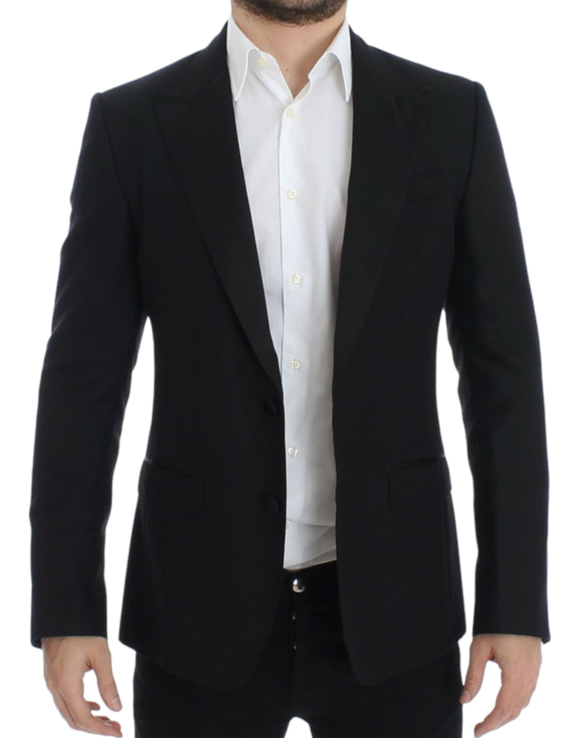 Elegant Black Silk Blend Sicilia Blazer - ventzia