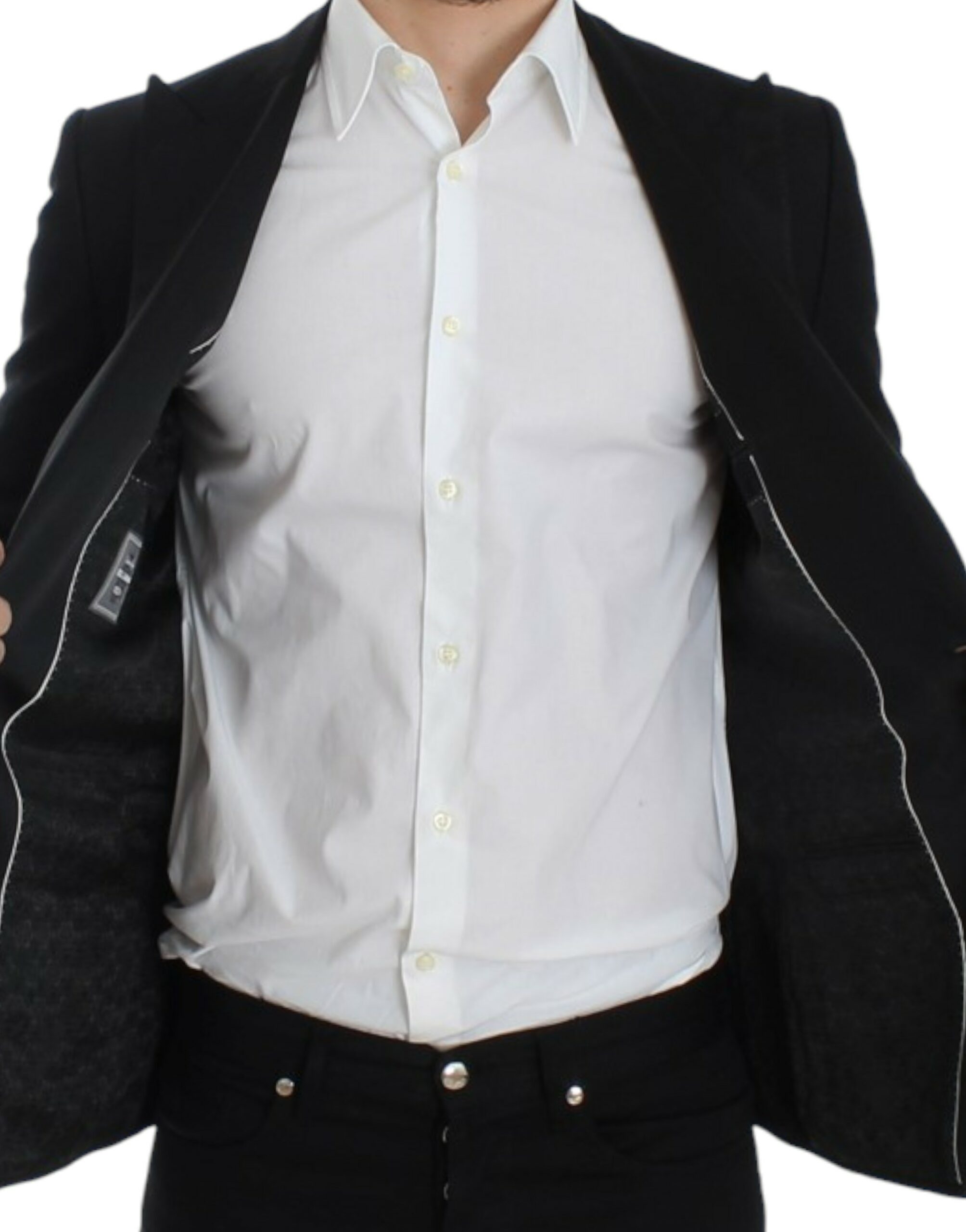Elegant Black Silk Blend Sicilia Blazer - ventzia