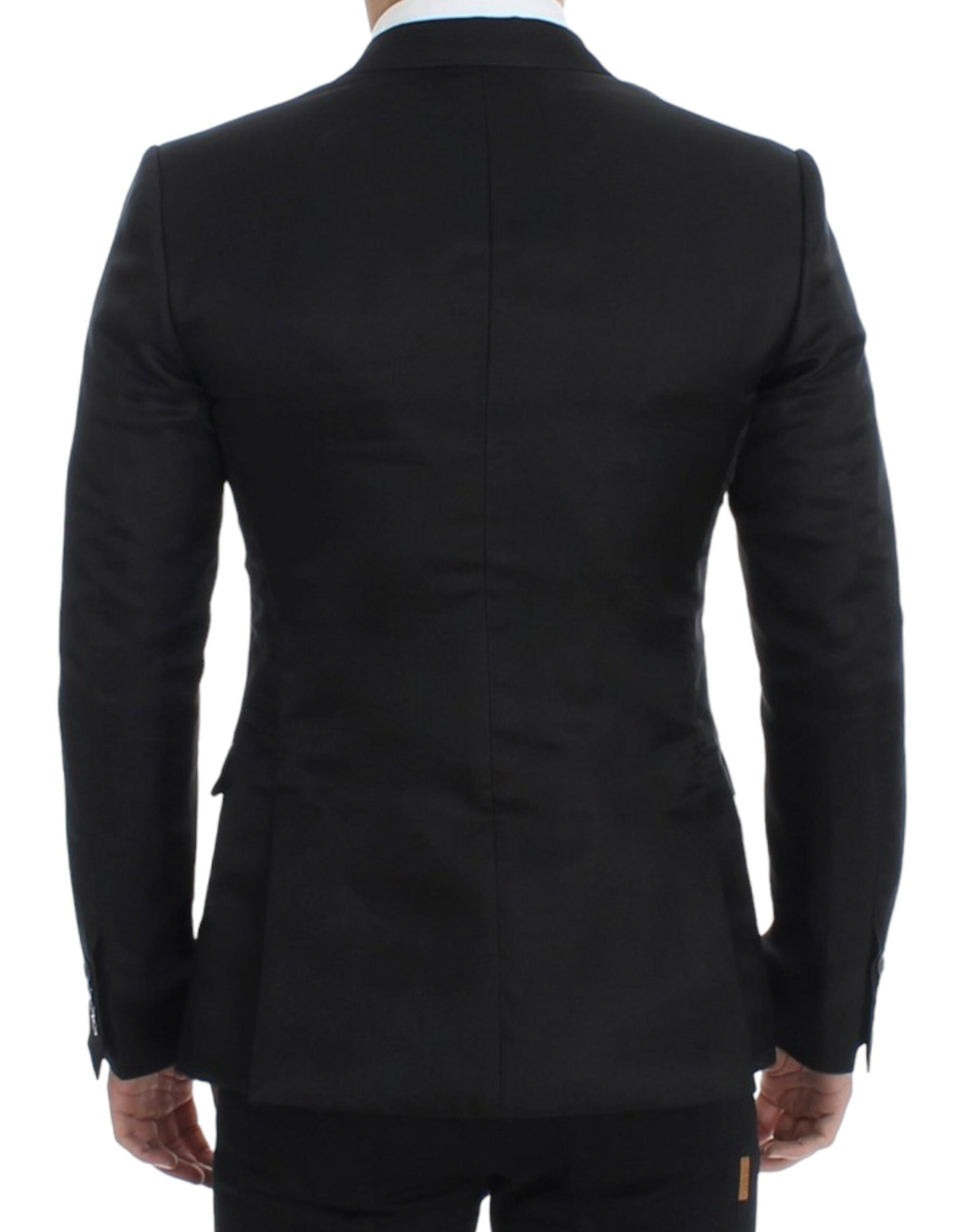 Elegant Black Silk Blend Two-Button Blazer - ventzia