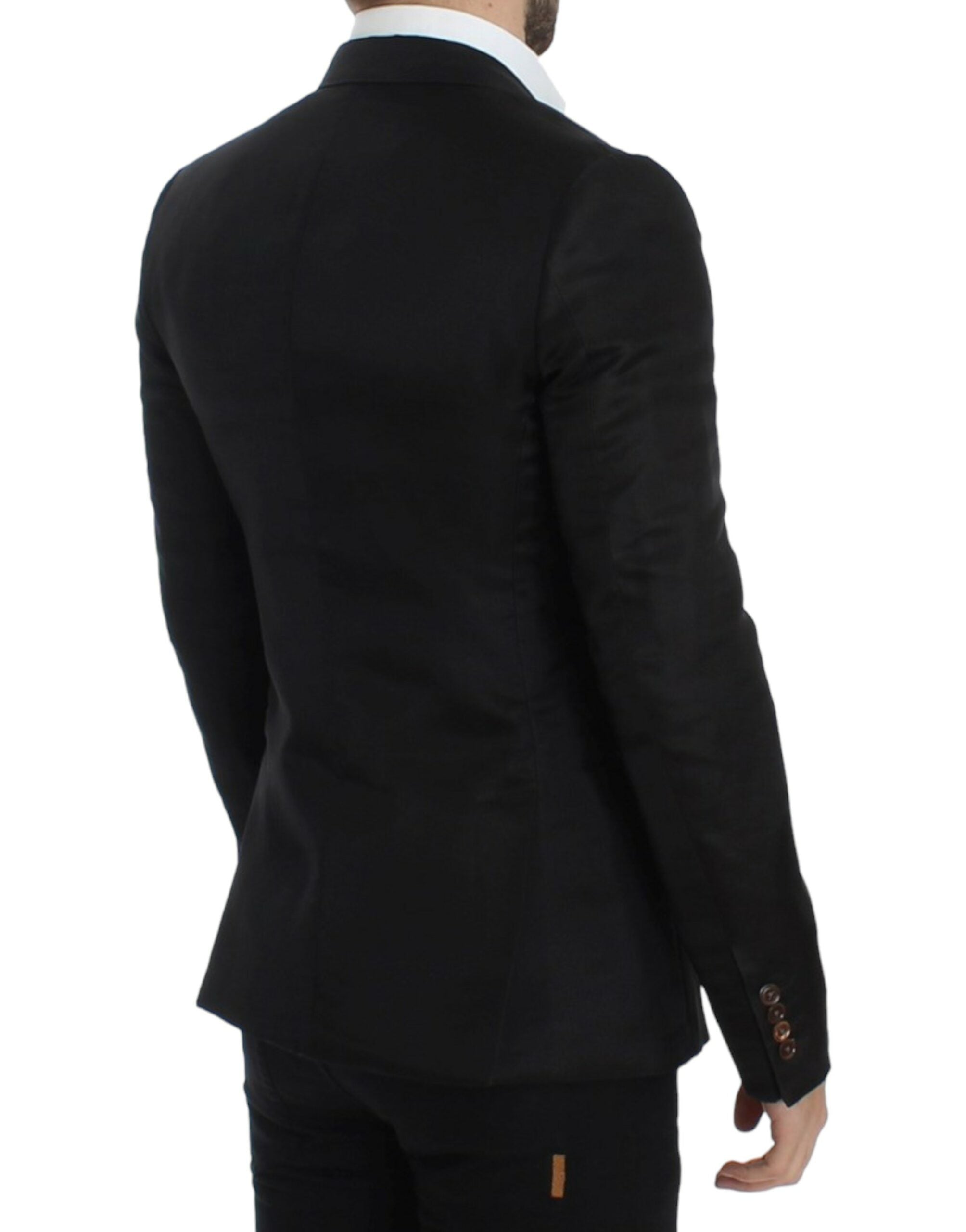 Elegant Black Silk Blend Two-Button Blazer - ventzia