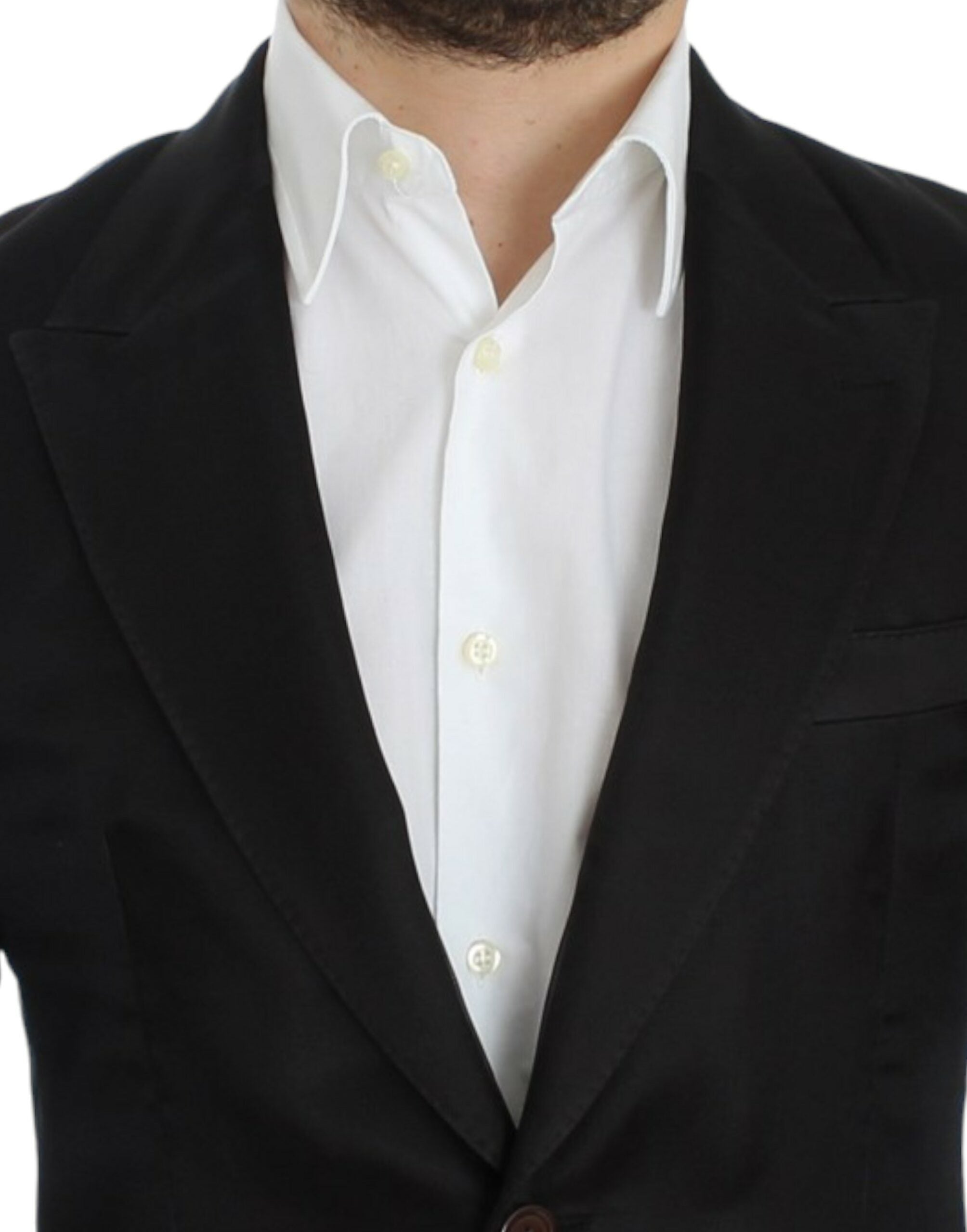 Elegant Black Silk Blend Two-Button Blazer - ventzia