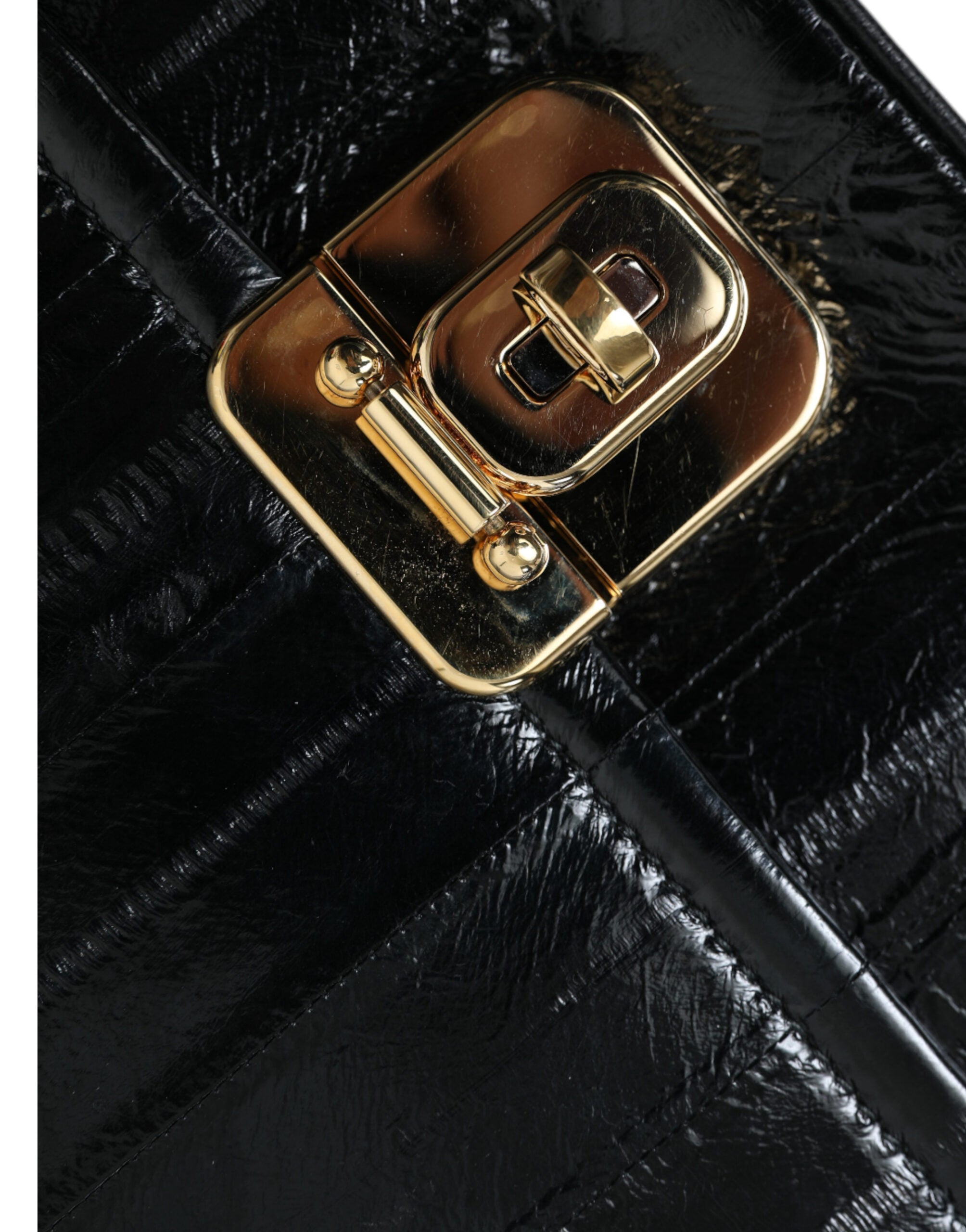 Black Eelskin Leather Shoulder Document Organizer Bag - ventzia