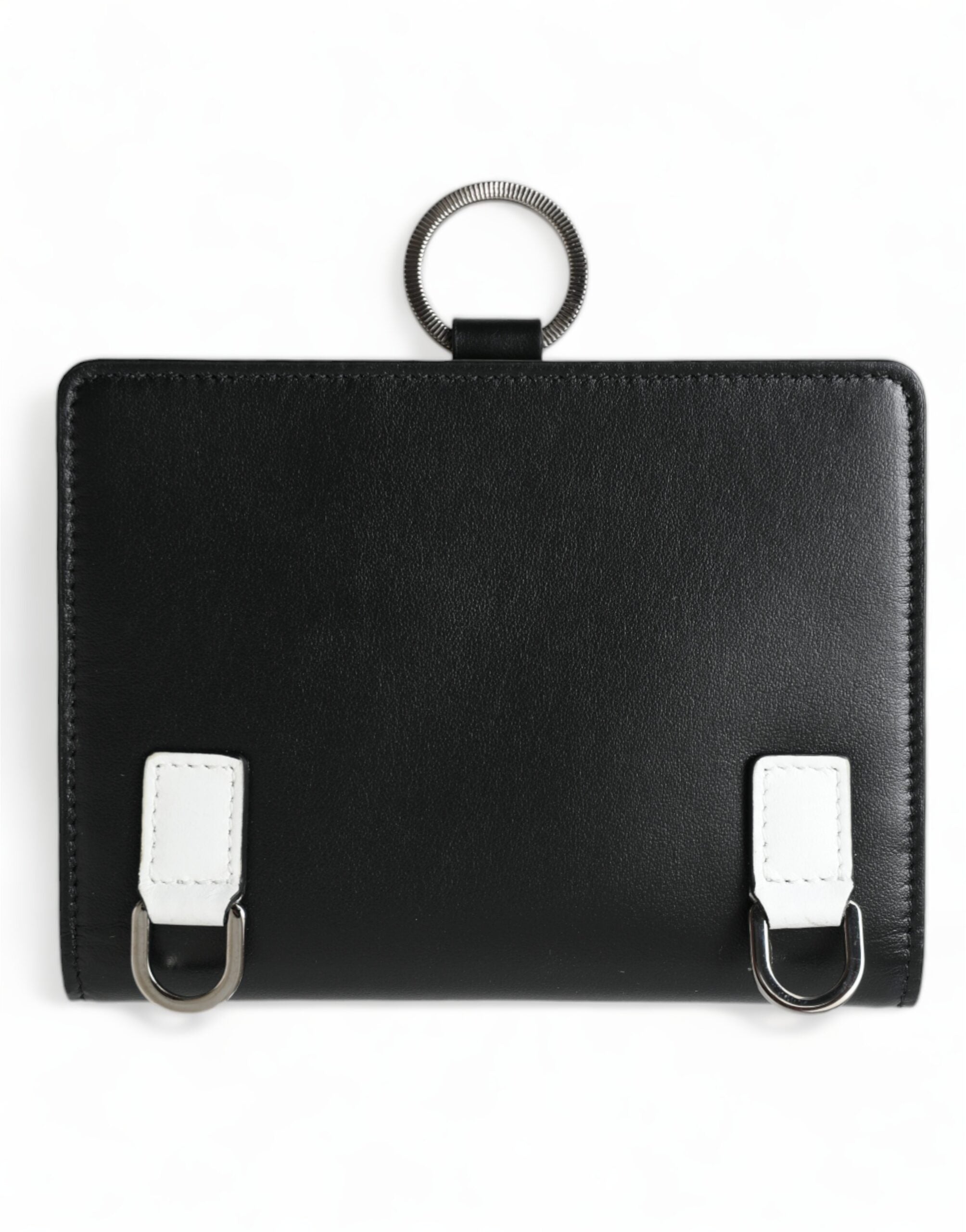Black Leather Crystal Embellished Card Holder Wallet - ventzia