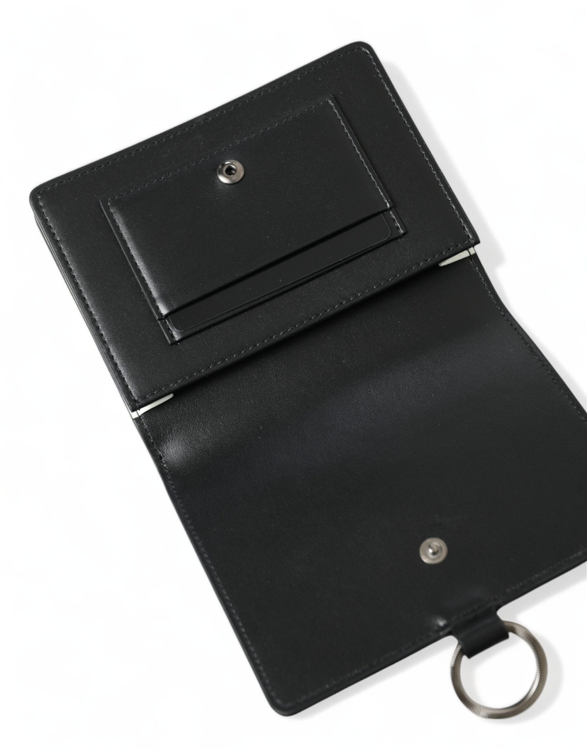 Black Leather Crystal Embellished Card Holder Wallet - ventzia