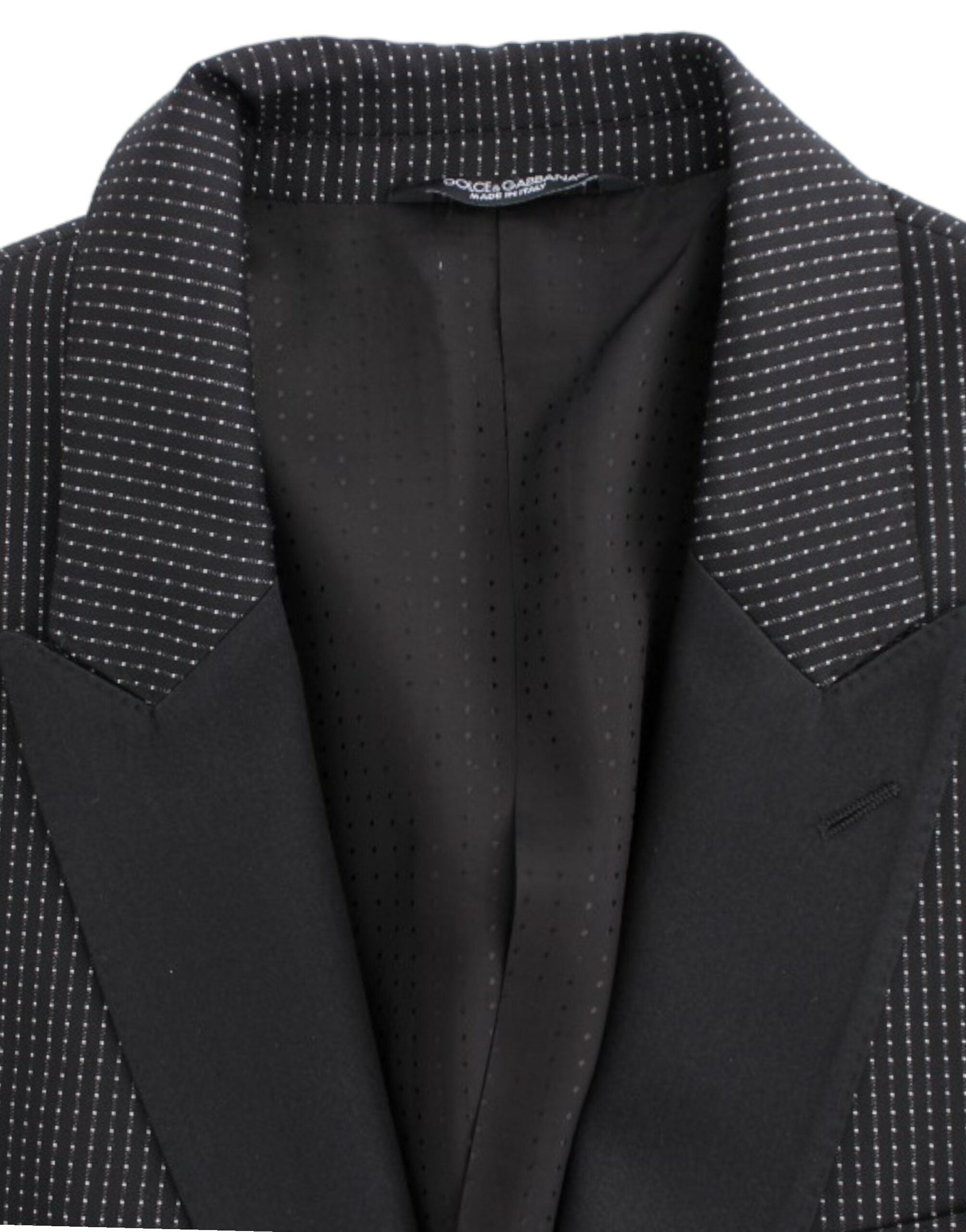 Elegant Black Polka Dotted Slim Fit Blazer - ventzia