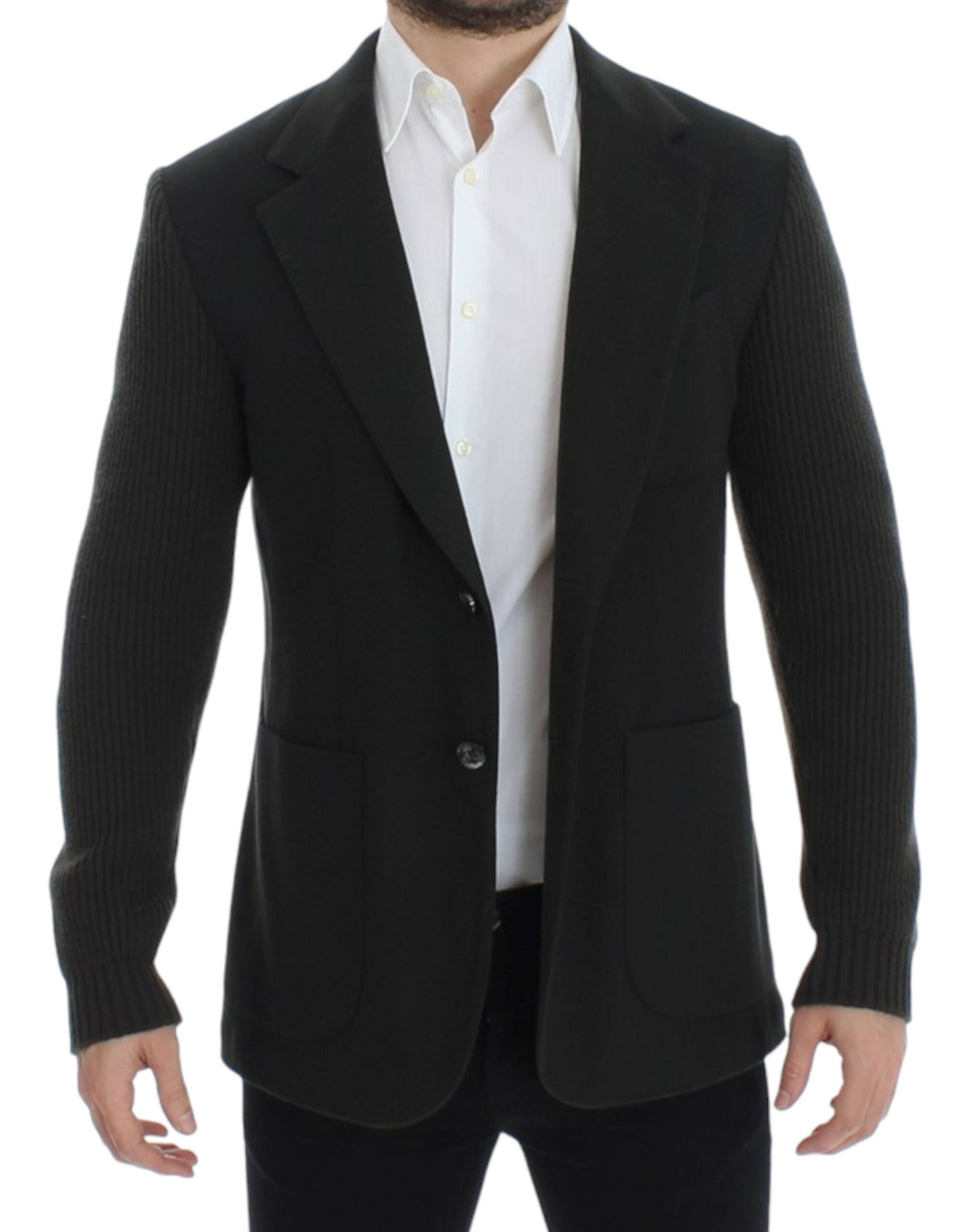 Elegant Green Cashmere Blazer Jacket - ventzia