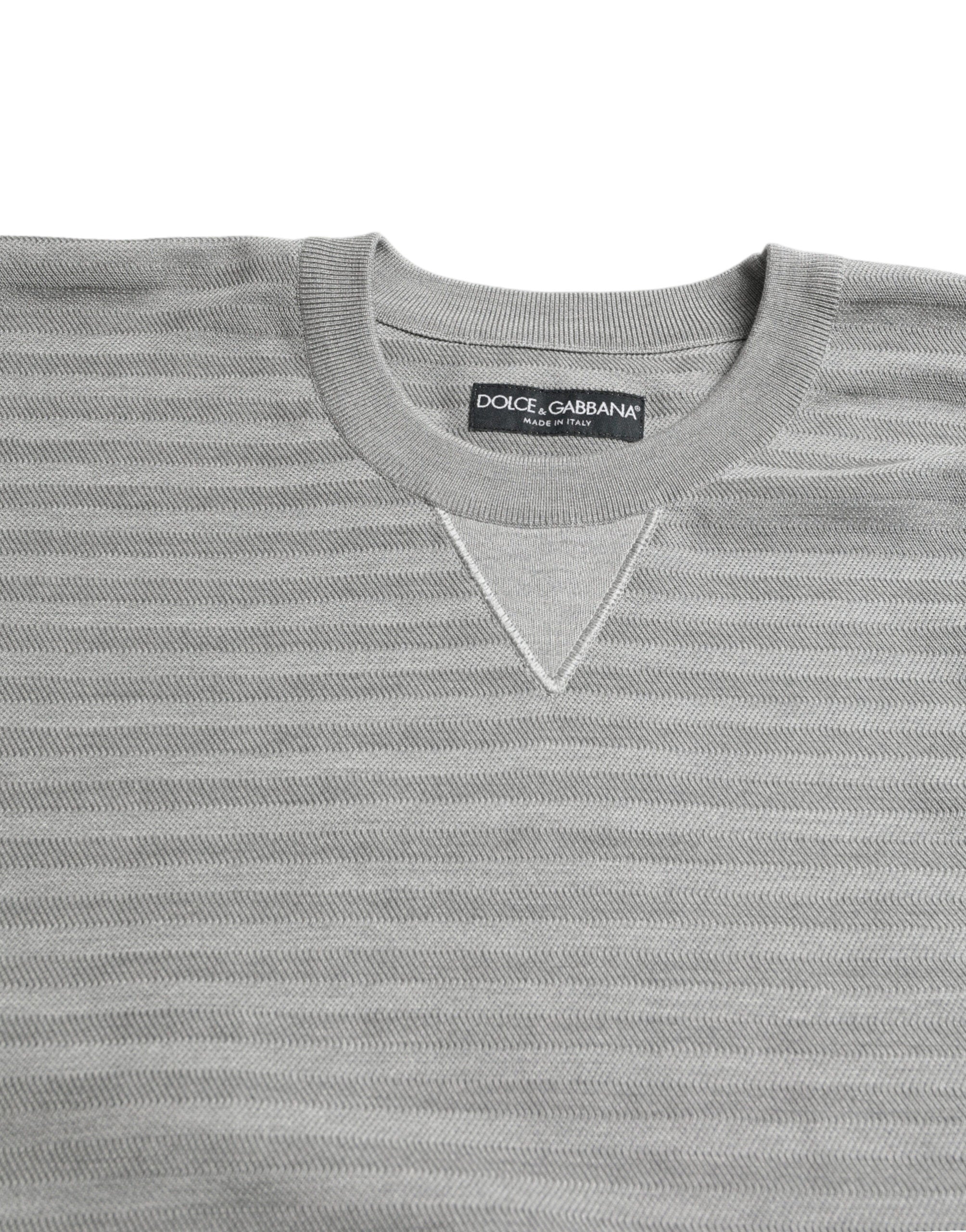 Gray Crewneck Pullover Silk Top Sweater - ventzia