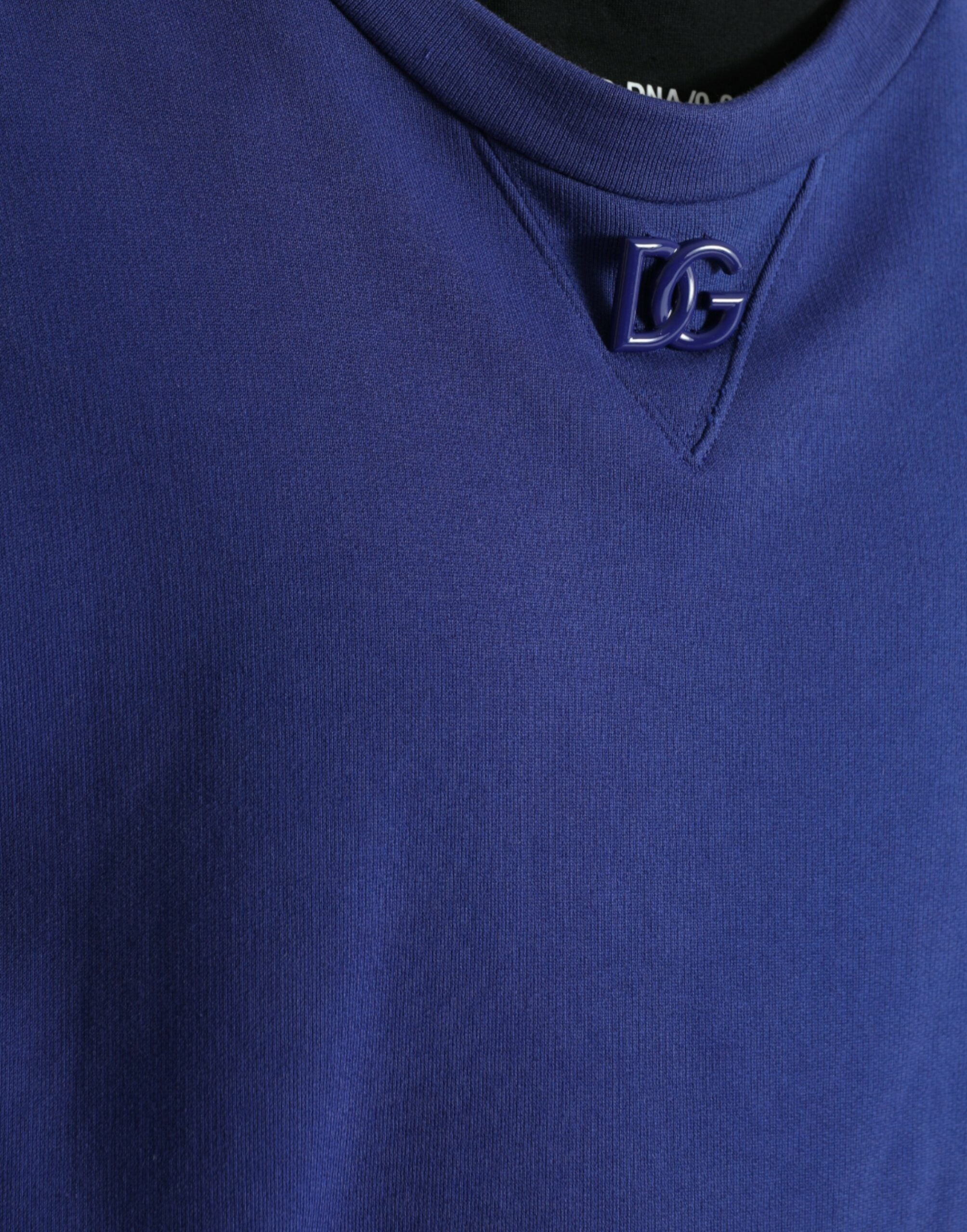 Royal Blue Cotton Crewneck Pullover Sweater - ventzia