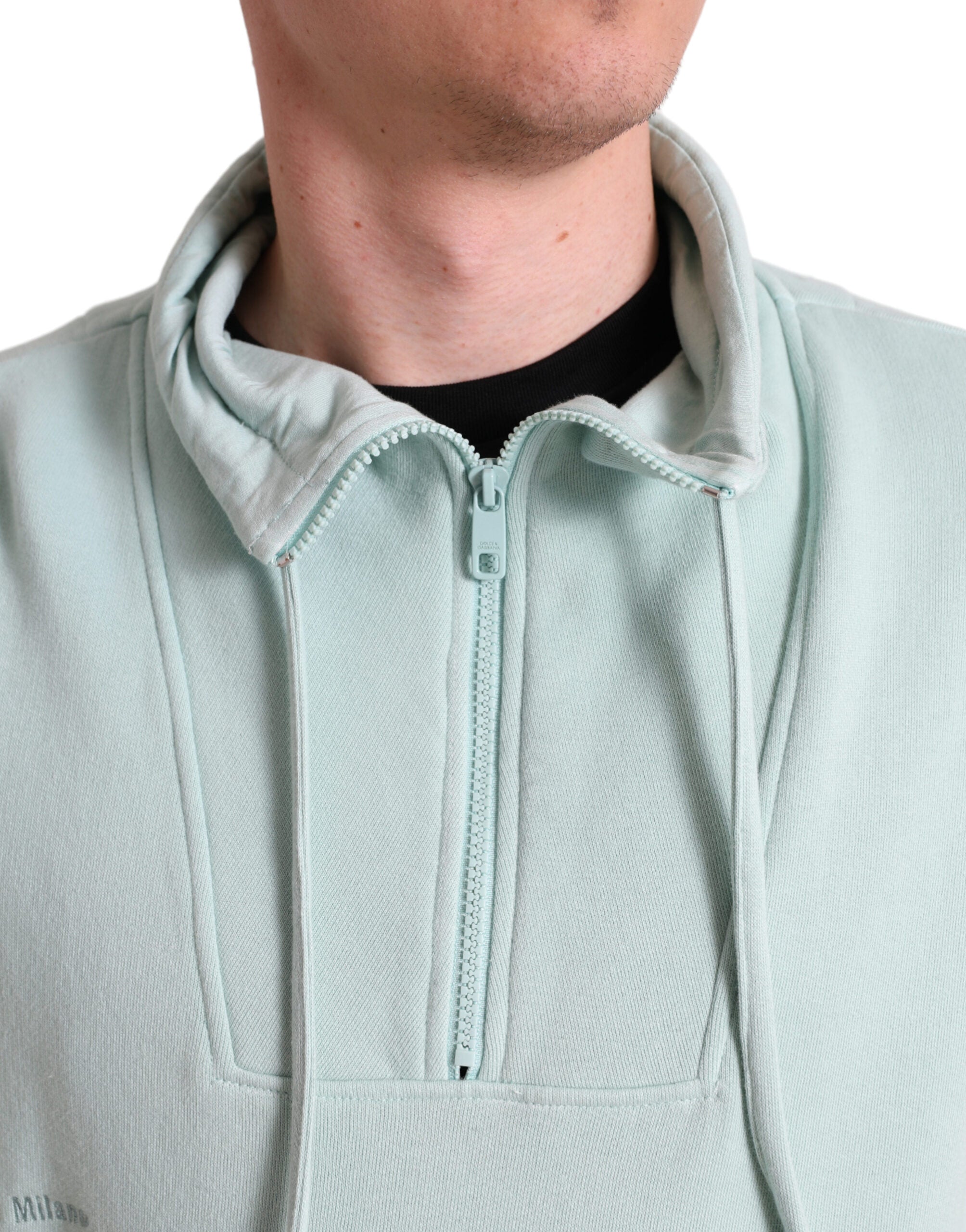 Mint Green Cotton Pockets Pullover Sweater - ventzia