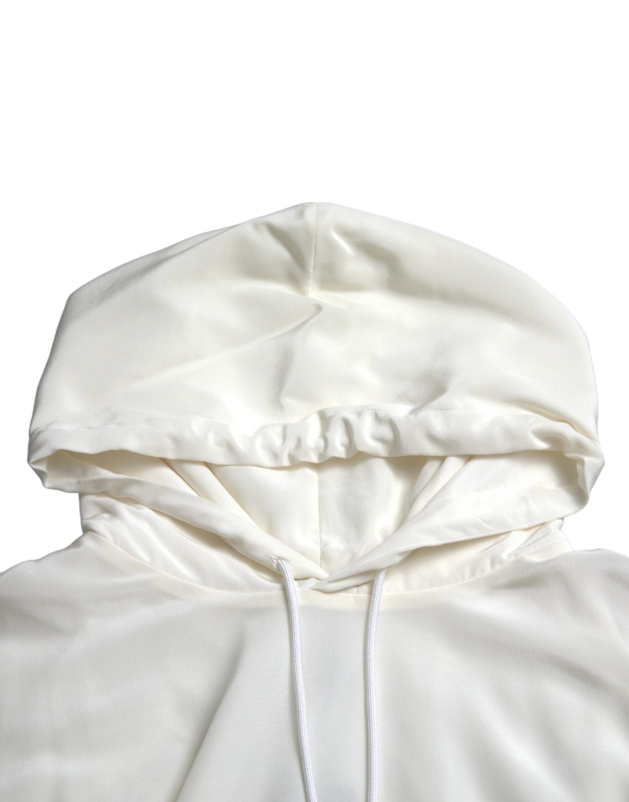 White Floral Print Hooded Pullover Sweater - ventzia