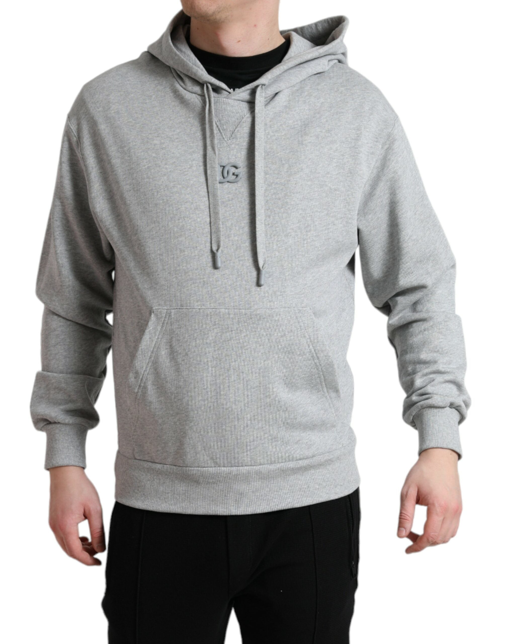 Gray Cotton Logo Hooded Sweatshirt Sweater - ventzia