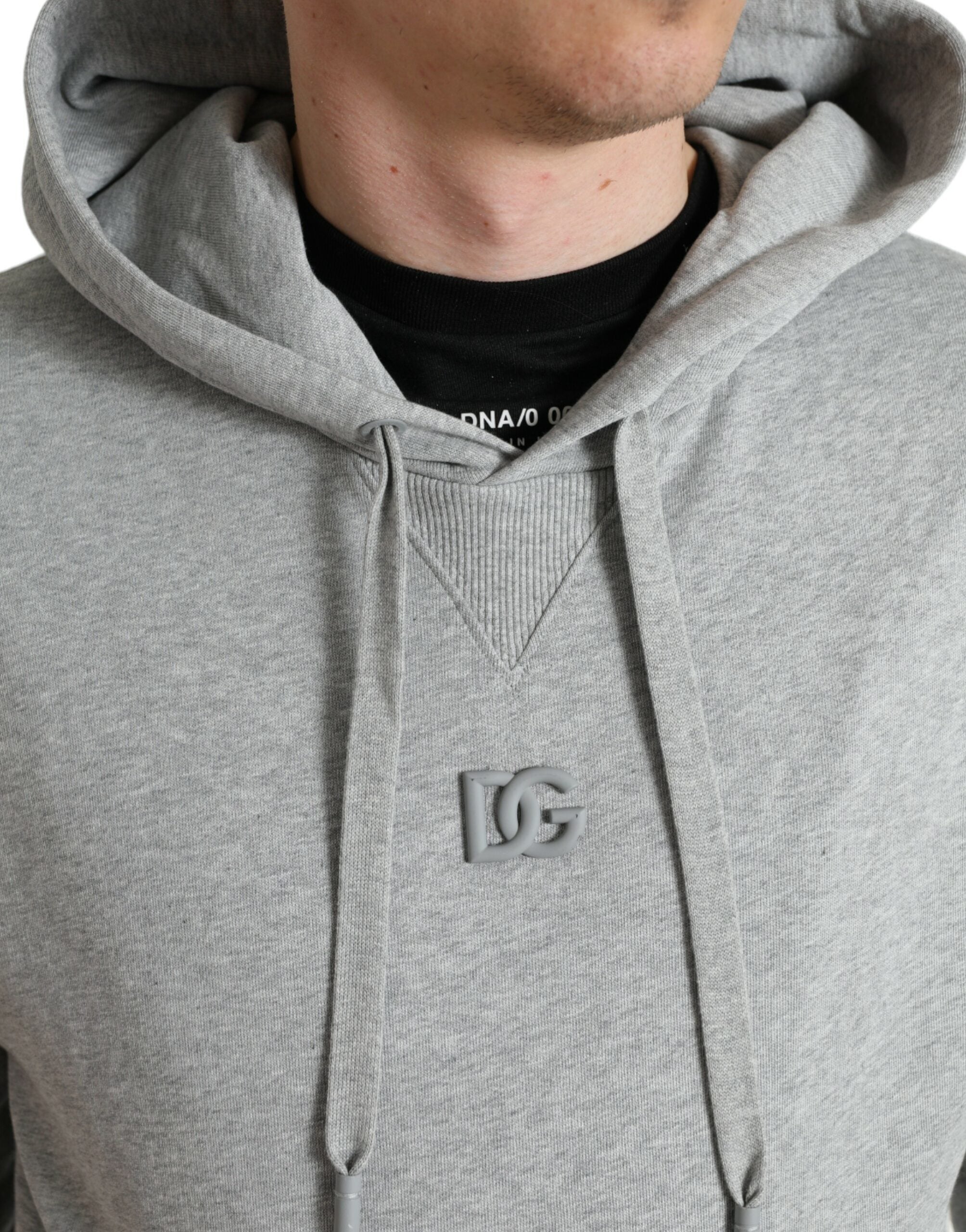 Gray Cotton Logo Hooded Sweatshirt Sweater - ventzia