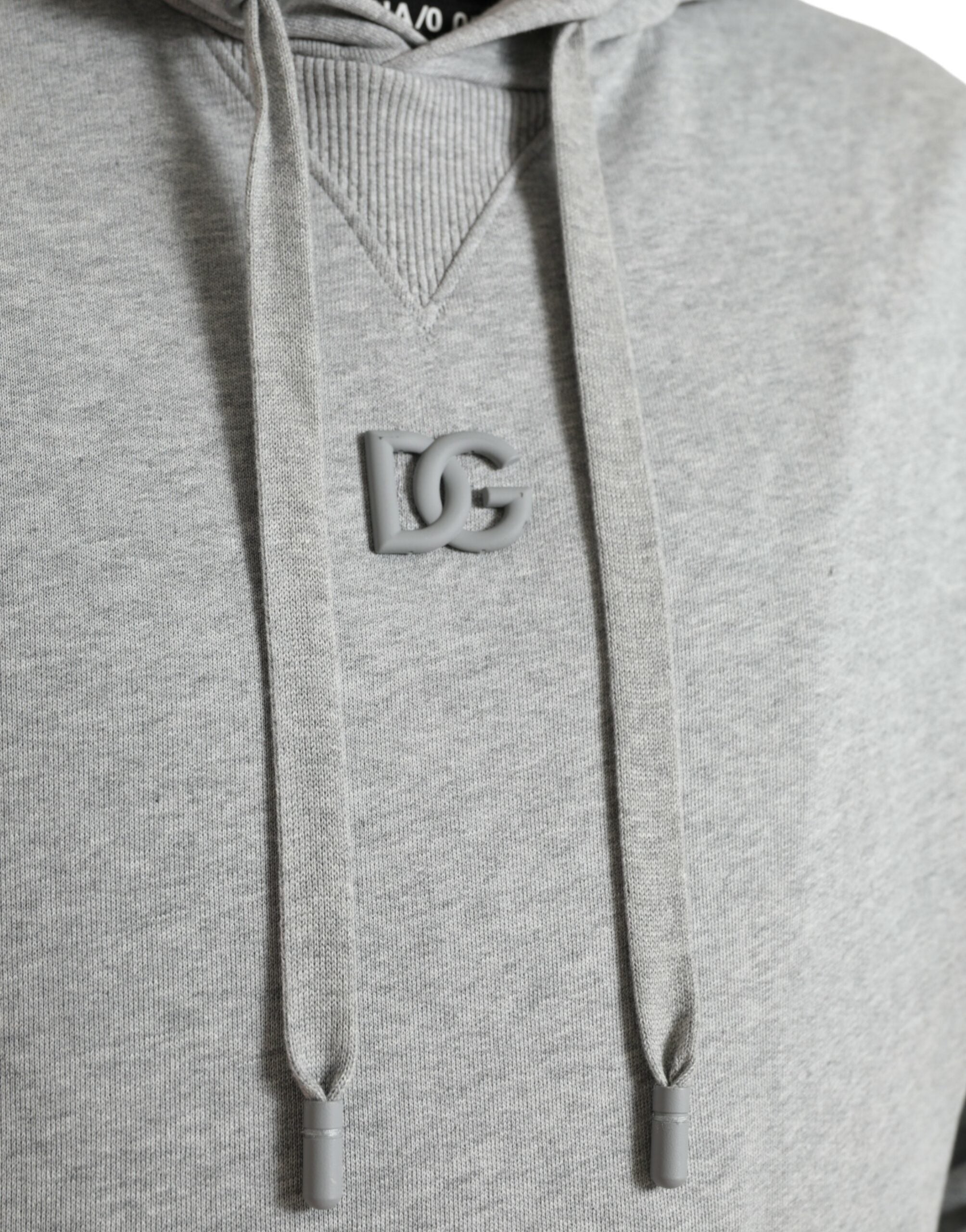 Gray Cotton Logo Hooded Sweatshirt Sweater - ventzia
