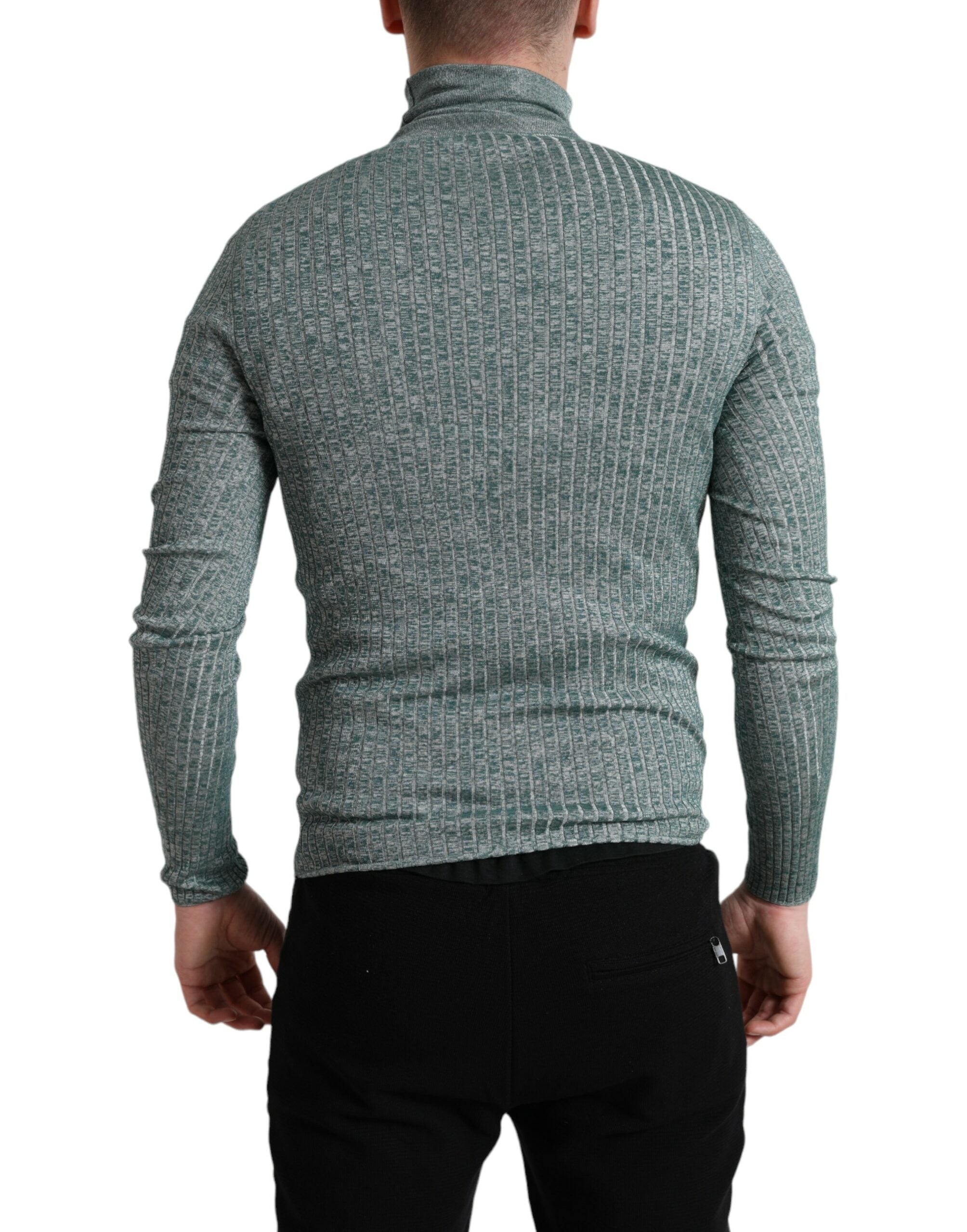 Green Polyester Turtleneck Pullover Sweater - ventzia