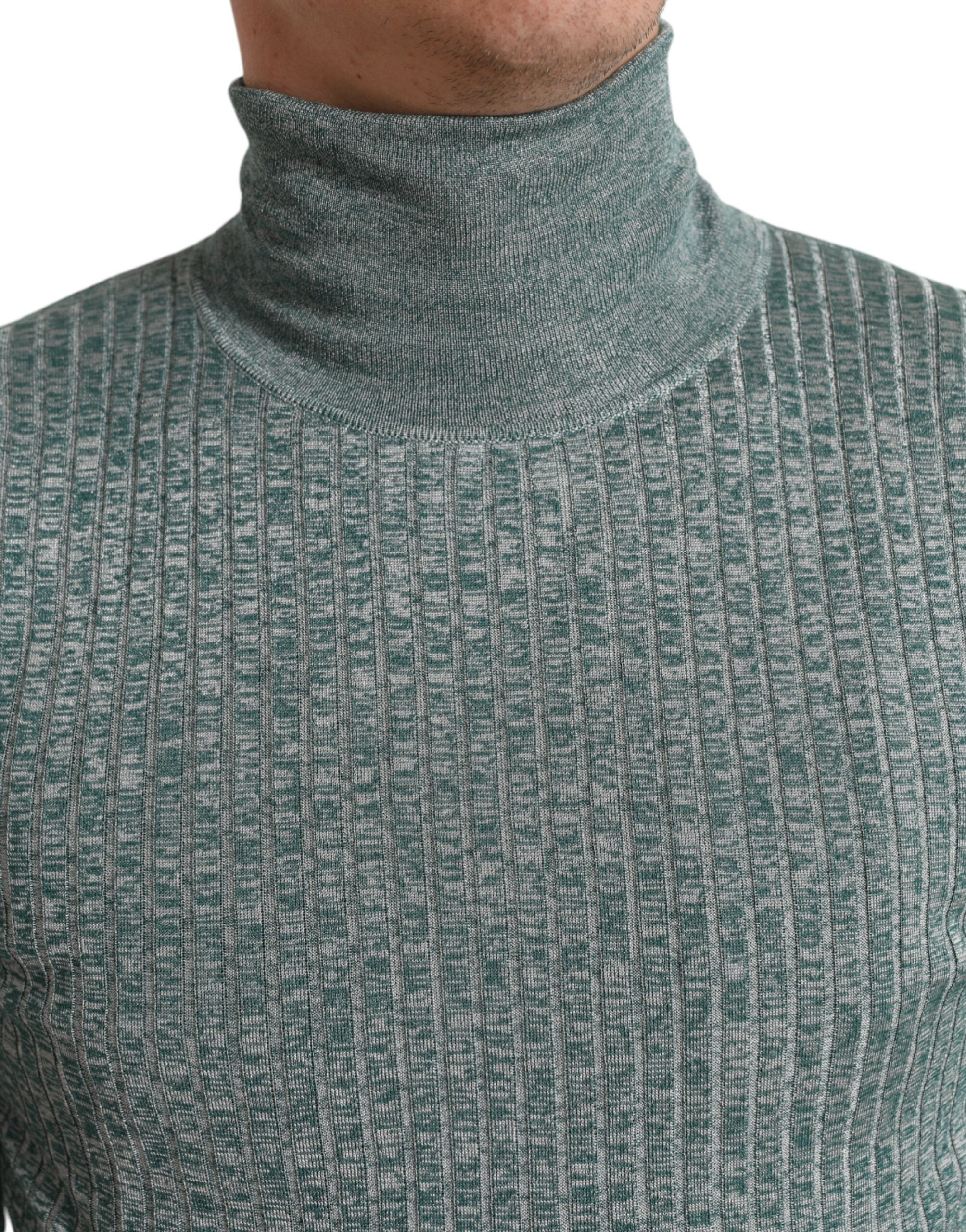 Green Polyester Turtleneck Pullover Sweater - ventzia