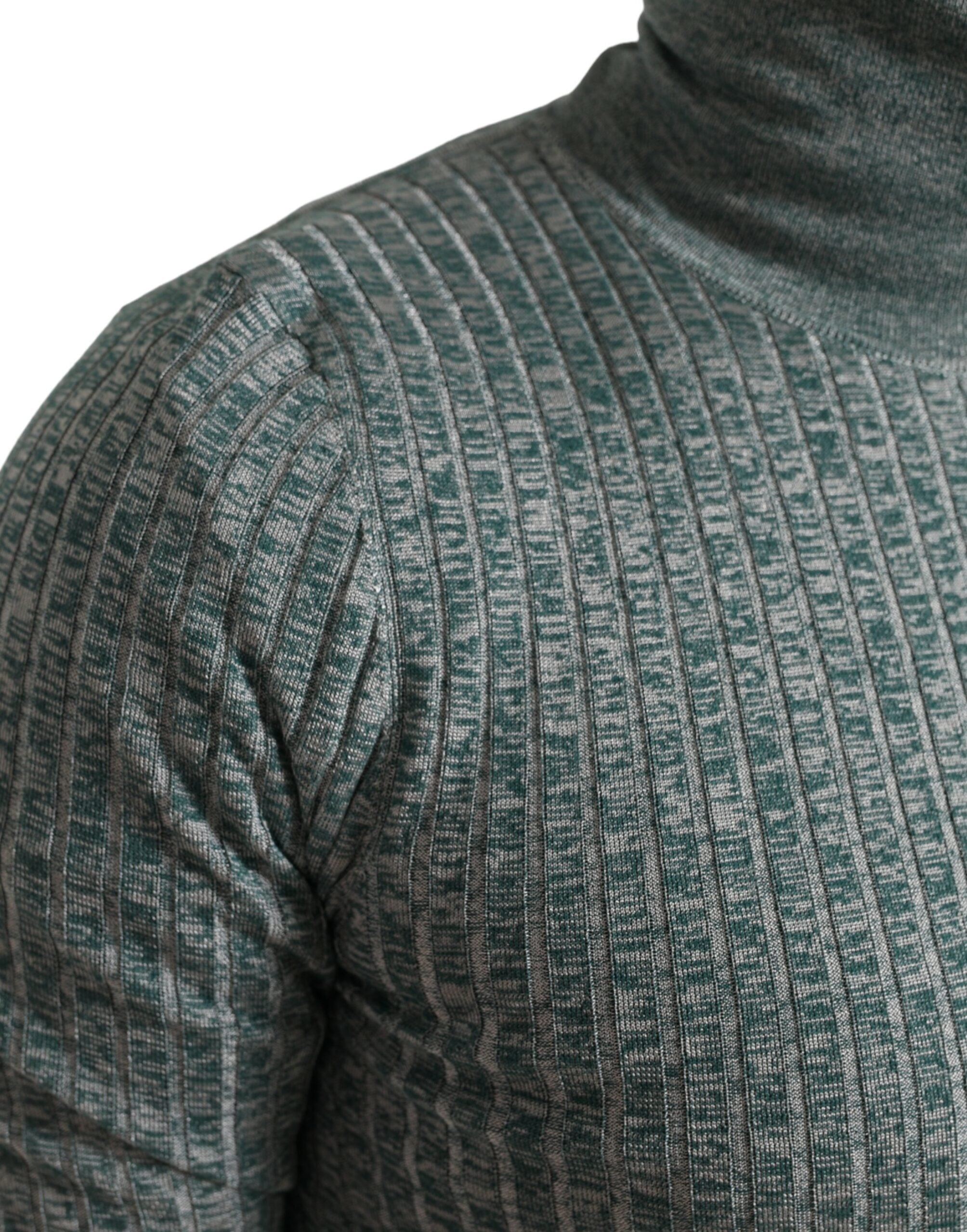 Green Polyester Turtleneck Pullover Sweater - ventzia