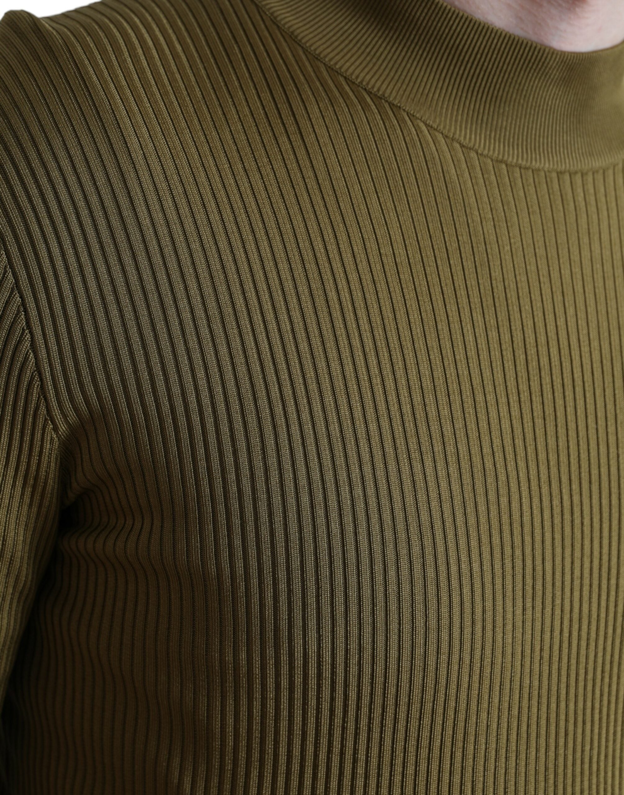 Army Green Viscose Crewneck Pullover Sweater - ventzia