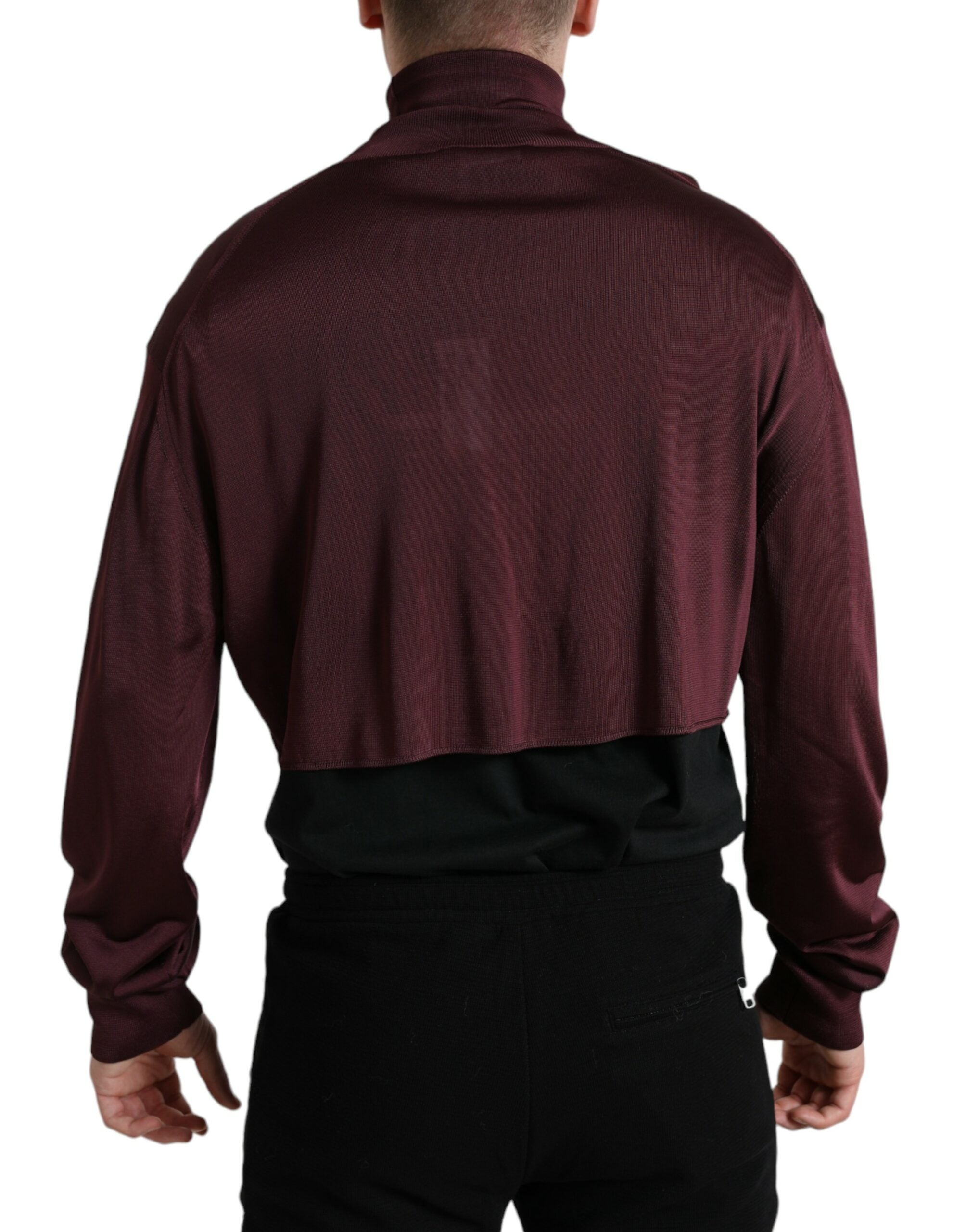 Maroon Viscose Turtleneck Pullover Sweater - ventzia
