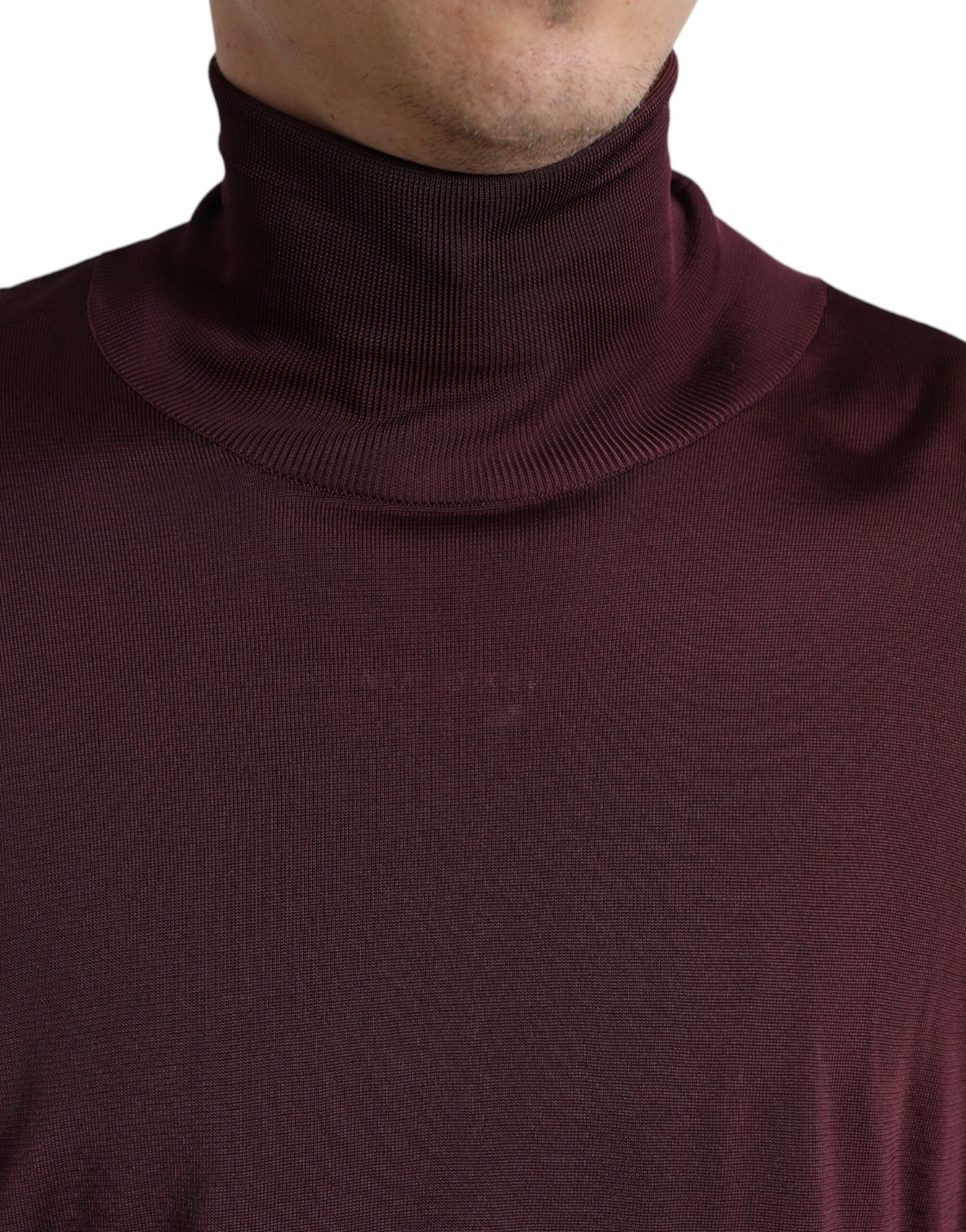 Maroon Viscose Turtleneck Pullover Sweater - ventzia