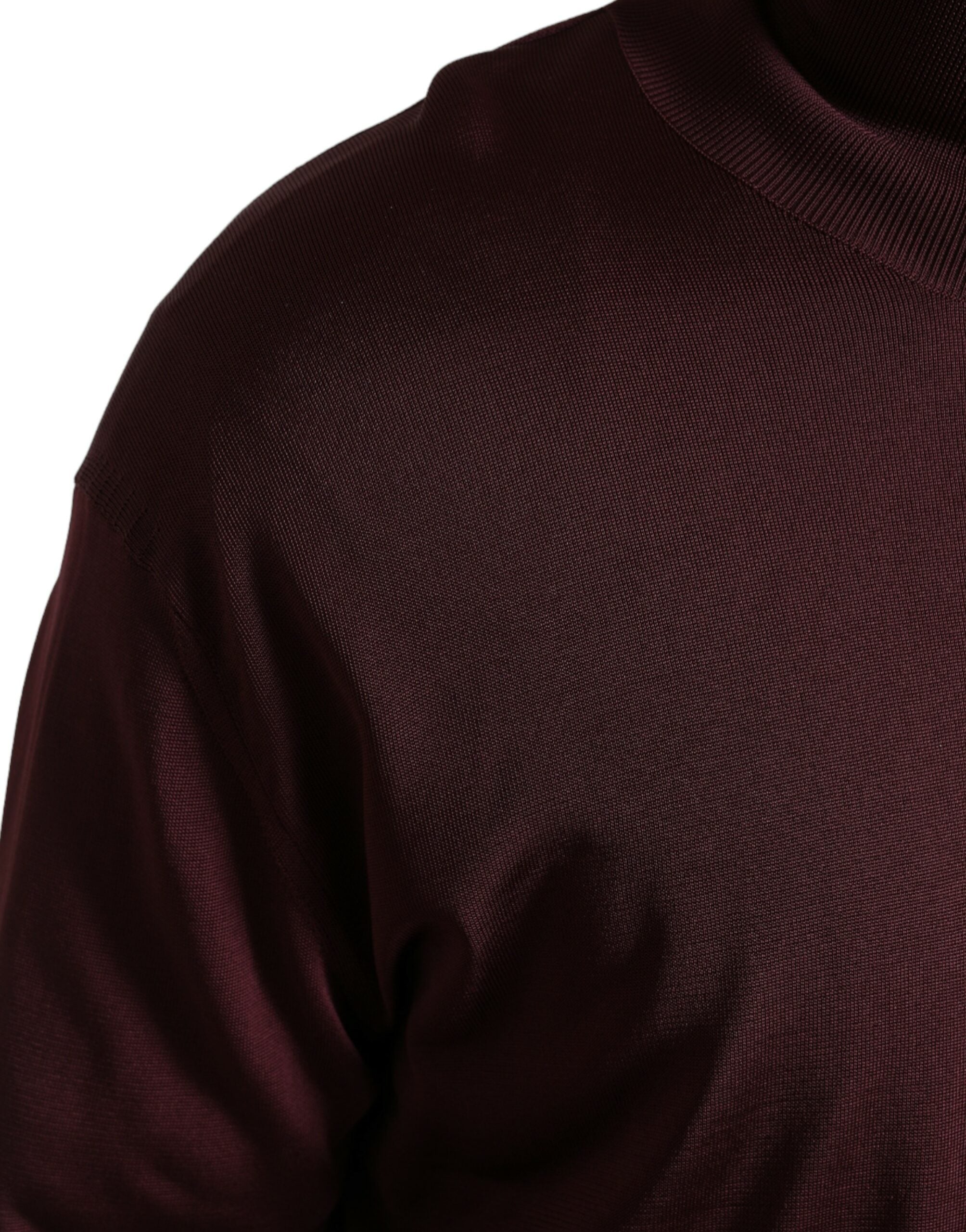 Maroon Viscose Turtleneck Pullover Sweater - ventzia