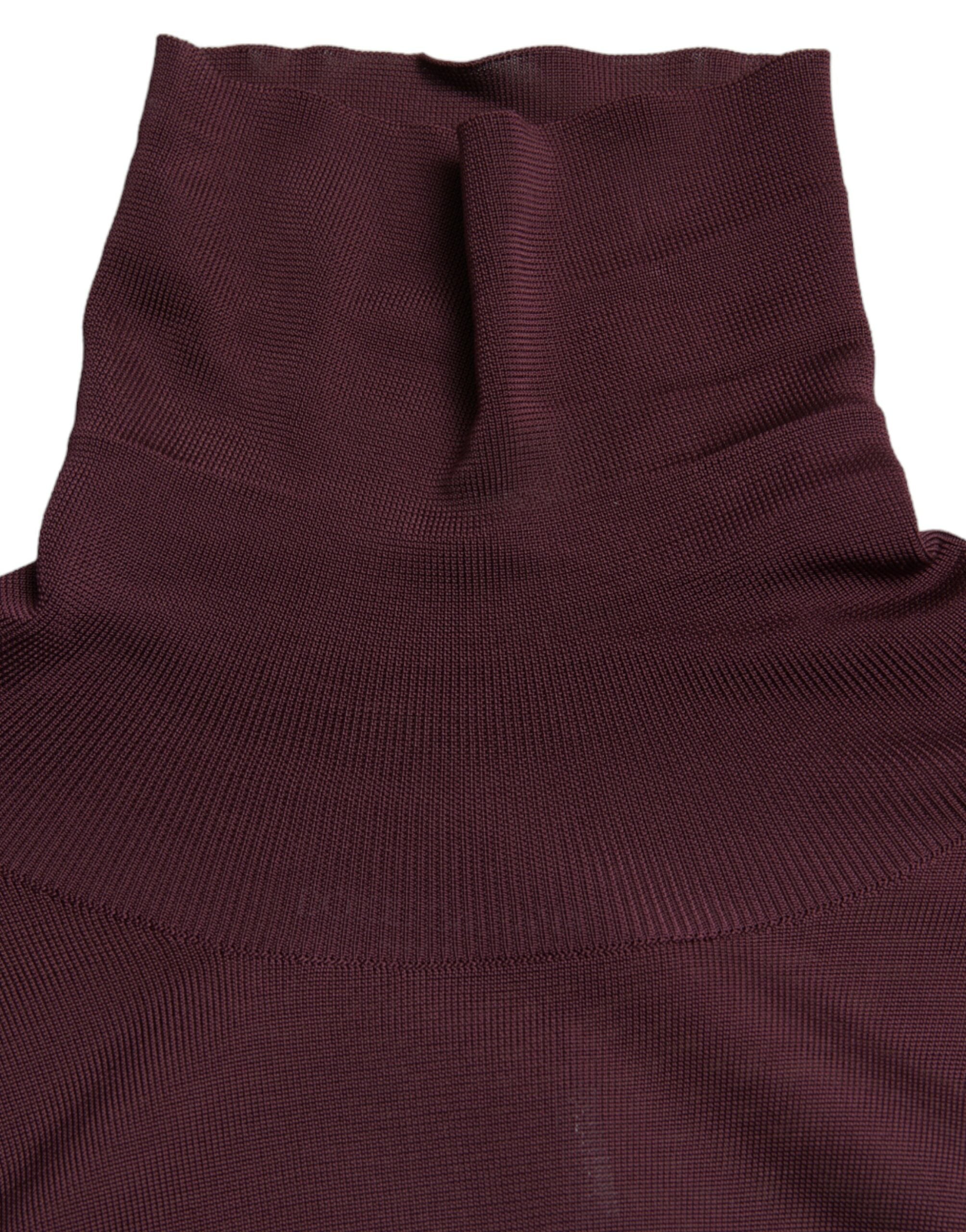 Maroon Viscose Turtleneck Pullover Sweater - ventzia