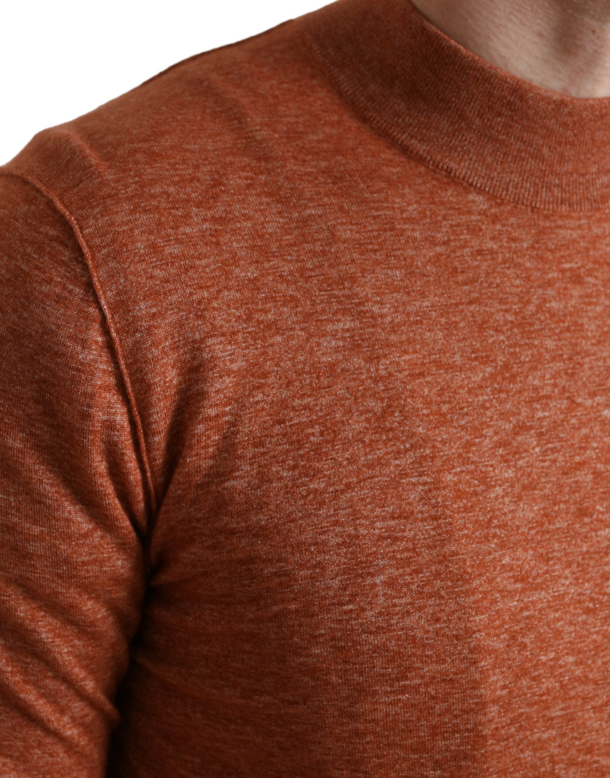 Orange Cashmere Crew Neck Pullover Sweater - ventzia