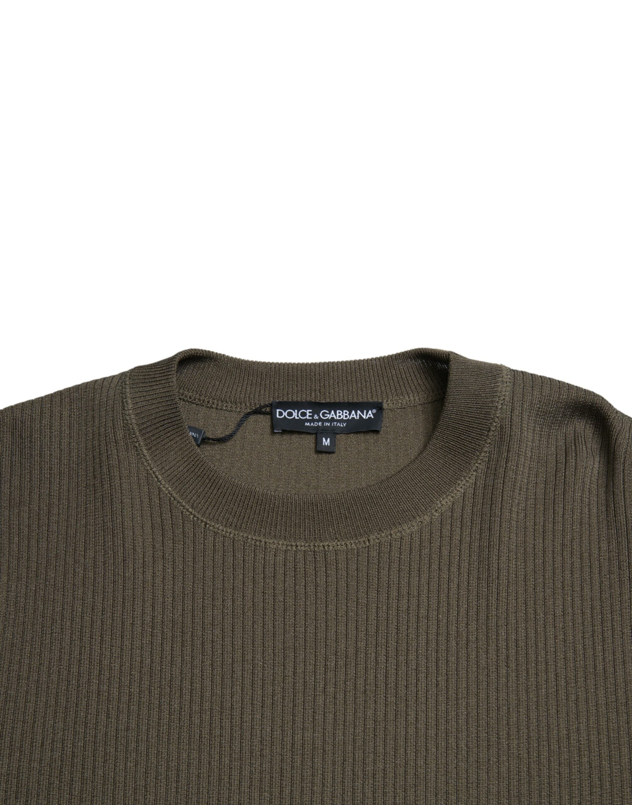 Green Viscose Crew Neck Men Pullover Sweater - ventzia