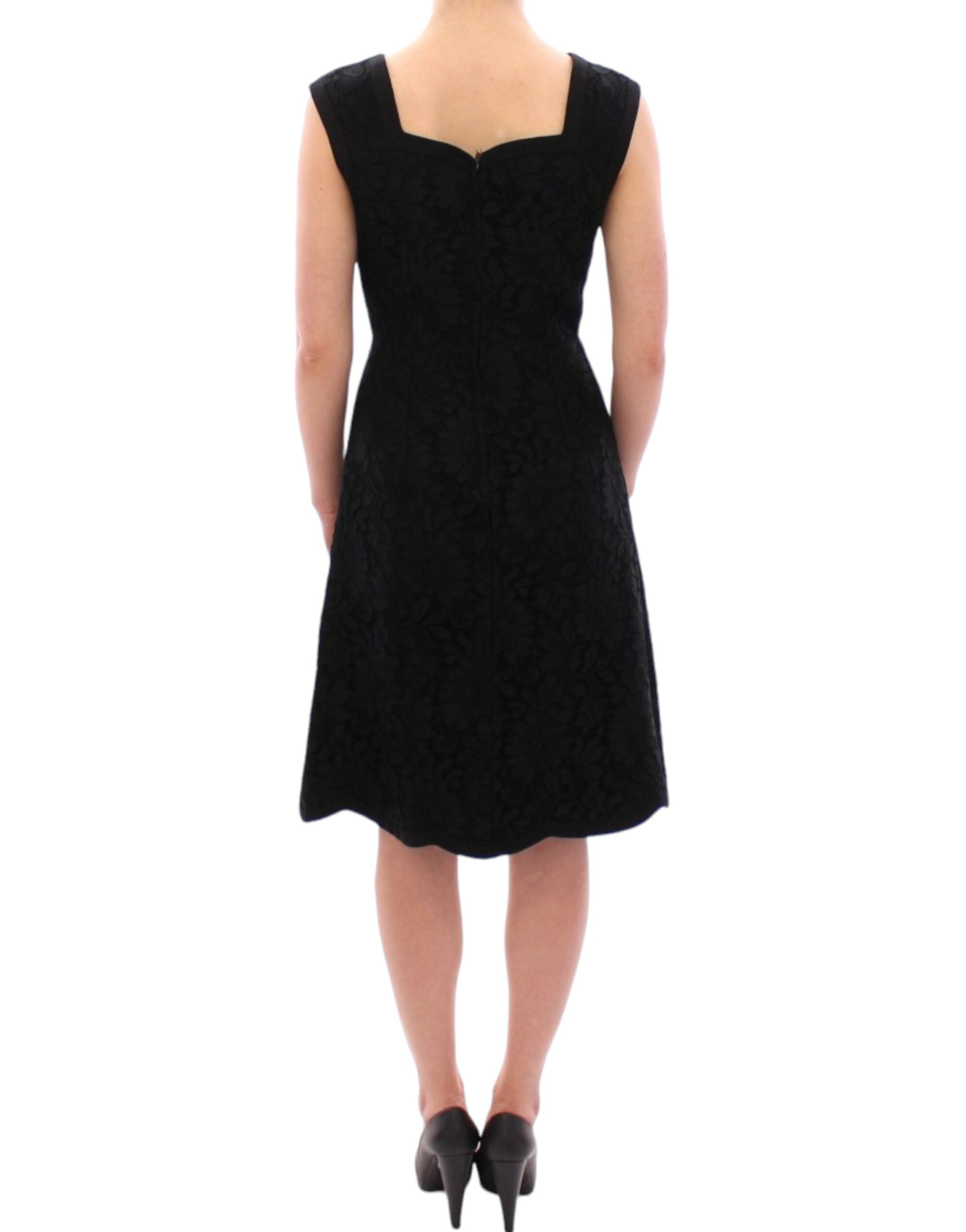 Elegant Black Floral Lace Dress - ventzia