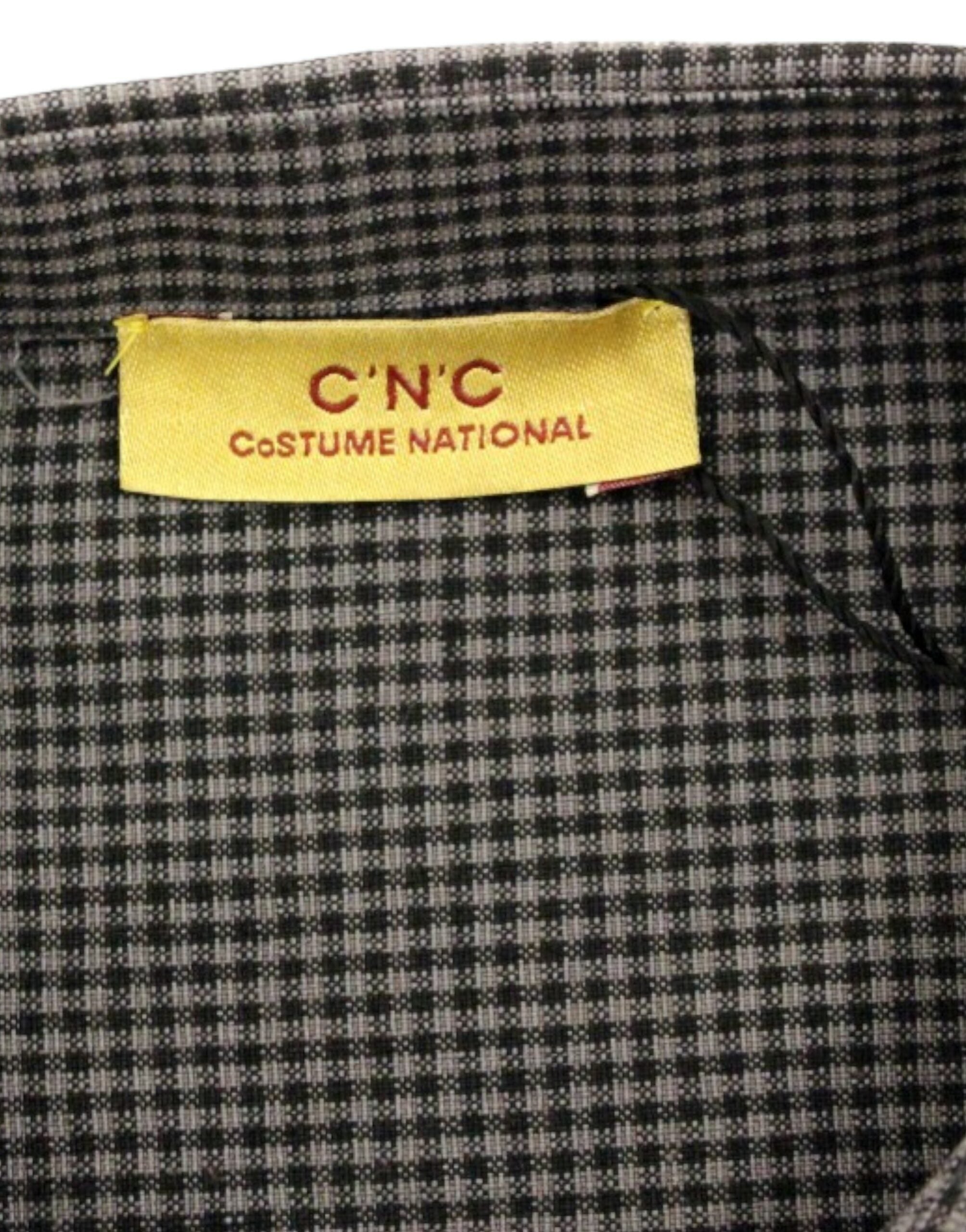 Chic Gray Checked Casual Linen Blend Shirt - ventzia