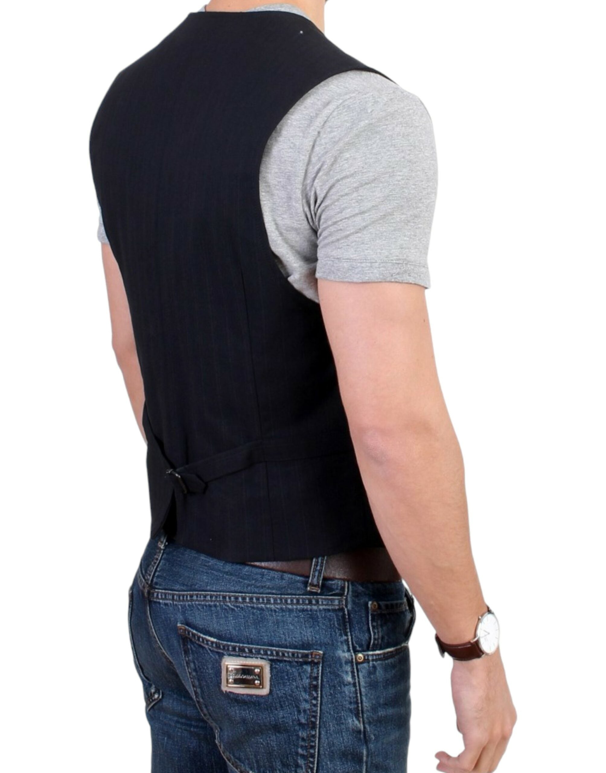 Elegant Striped Casual Vest - Cotton Blend - ventzia