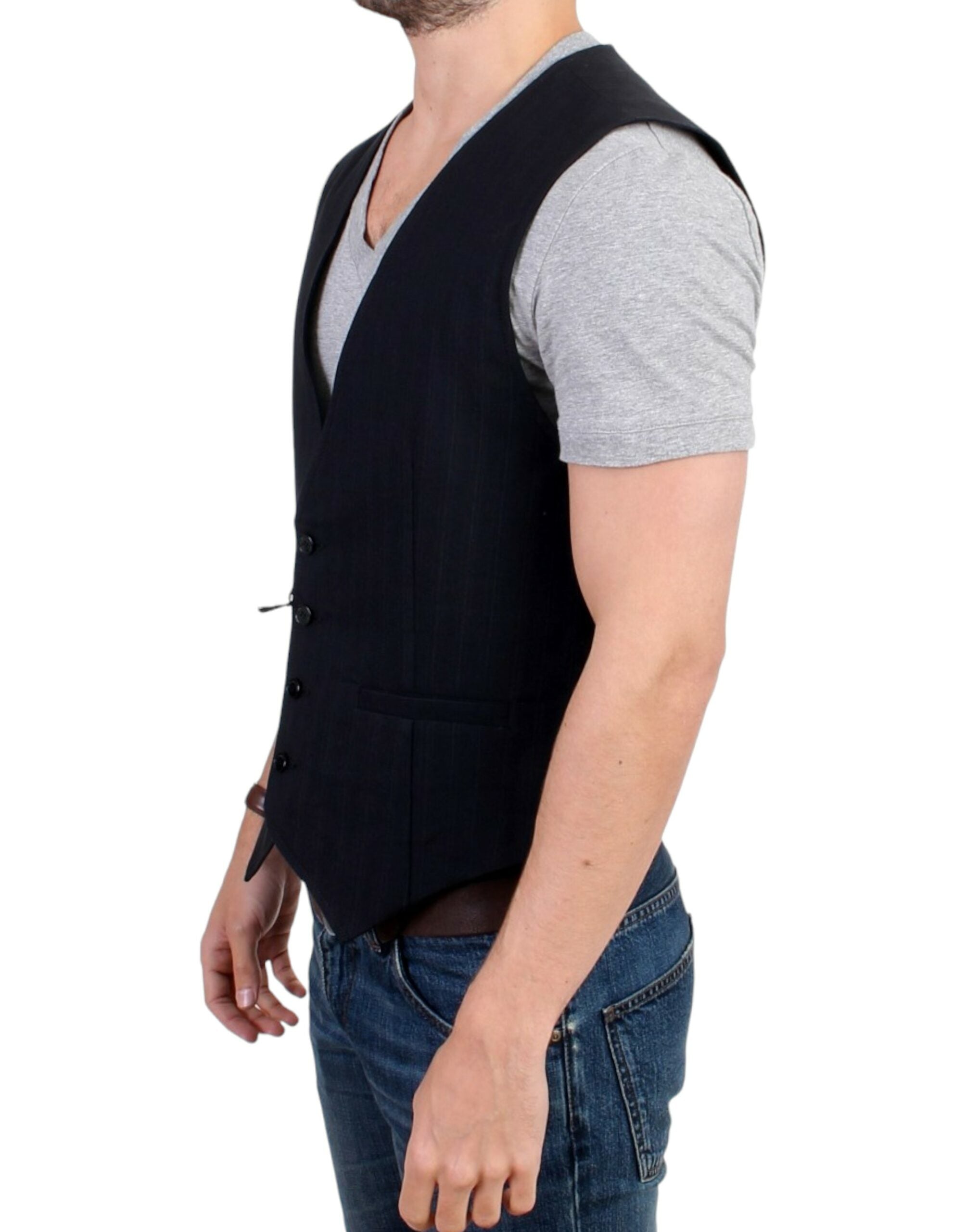 Elegant Striped Casual Vest - Cotton Blend - ventzia