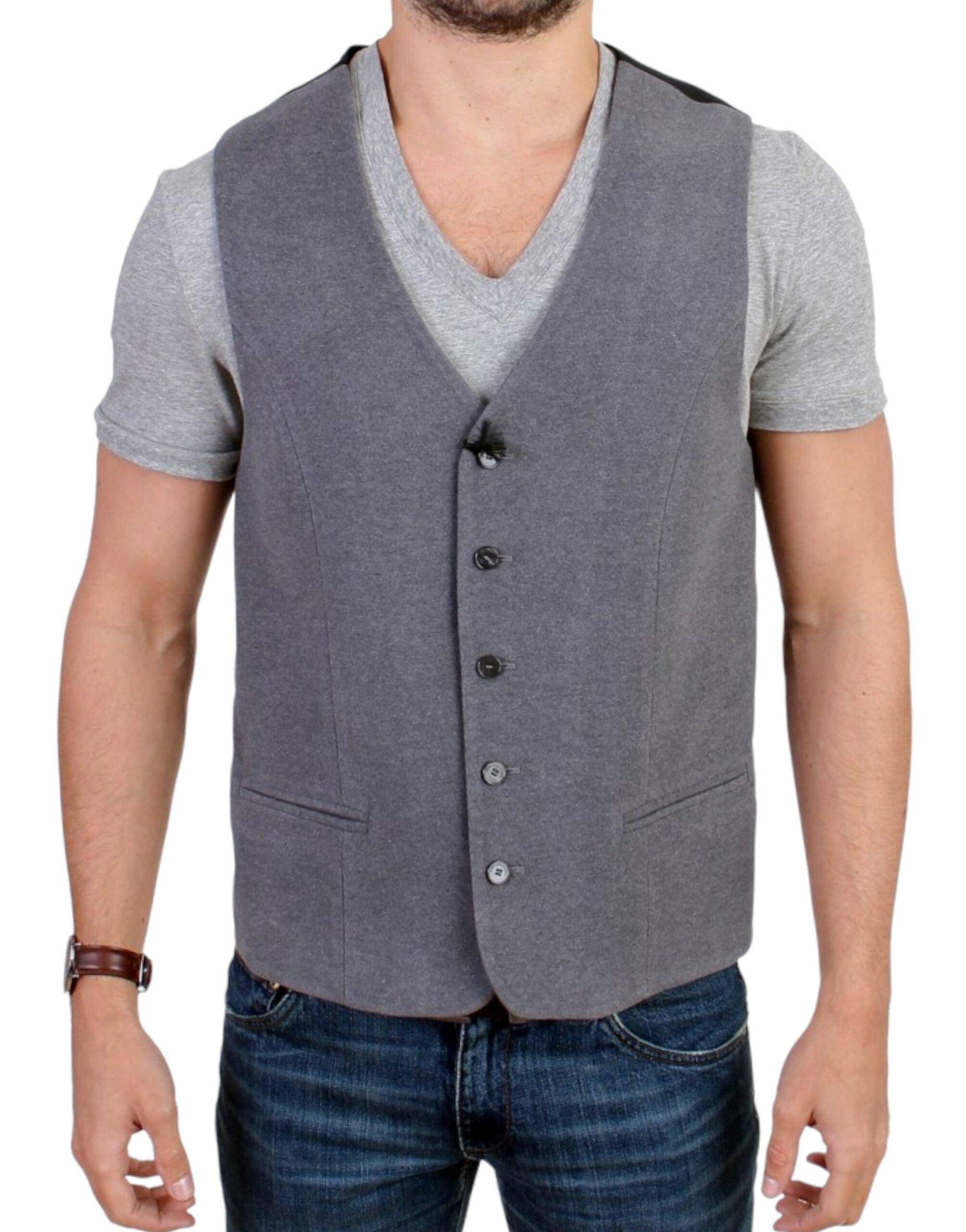 Chic Gray Casual Vest - ventzia