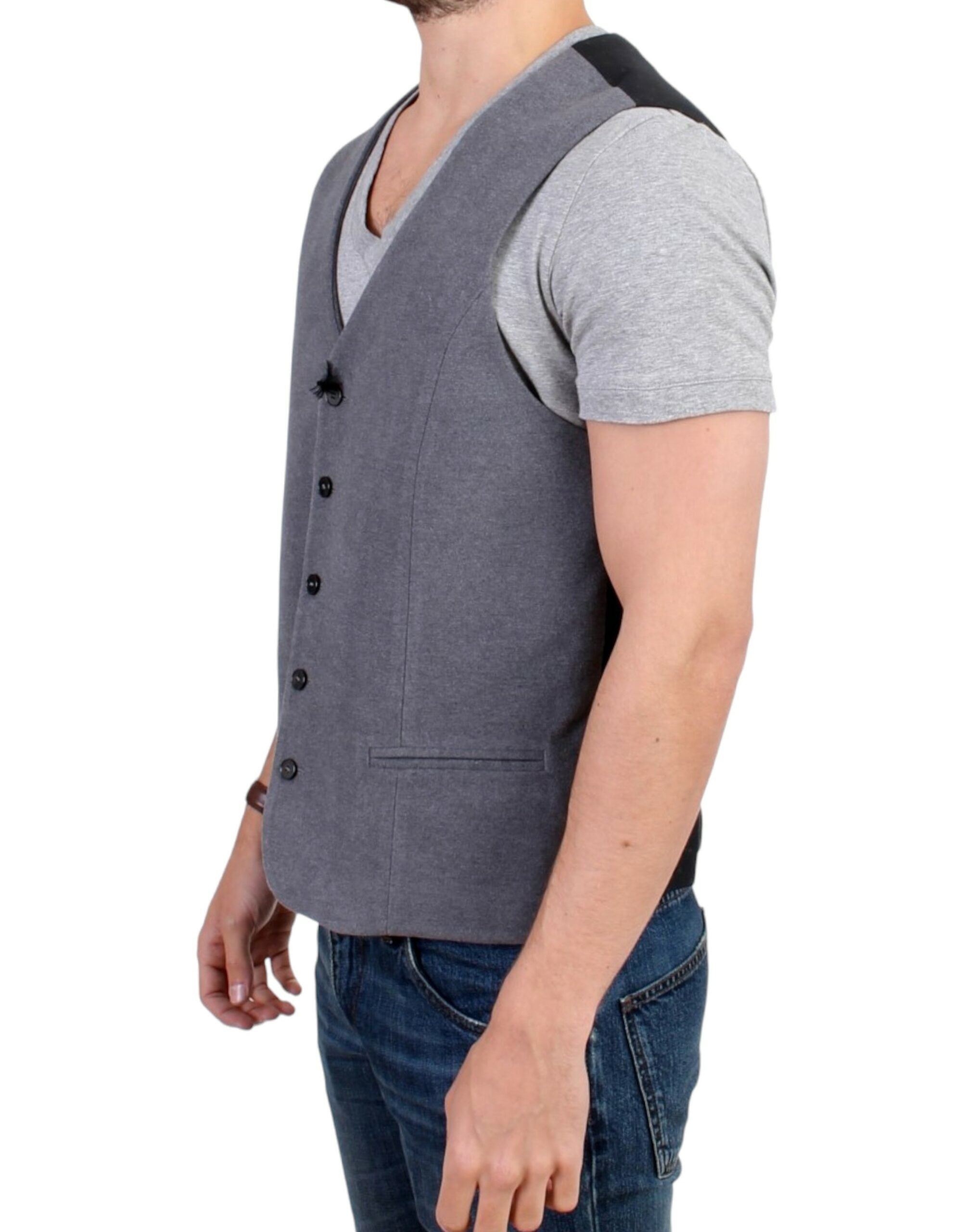 Chic Gray Casual Vest - ventzia