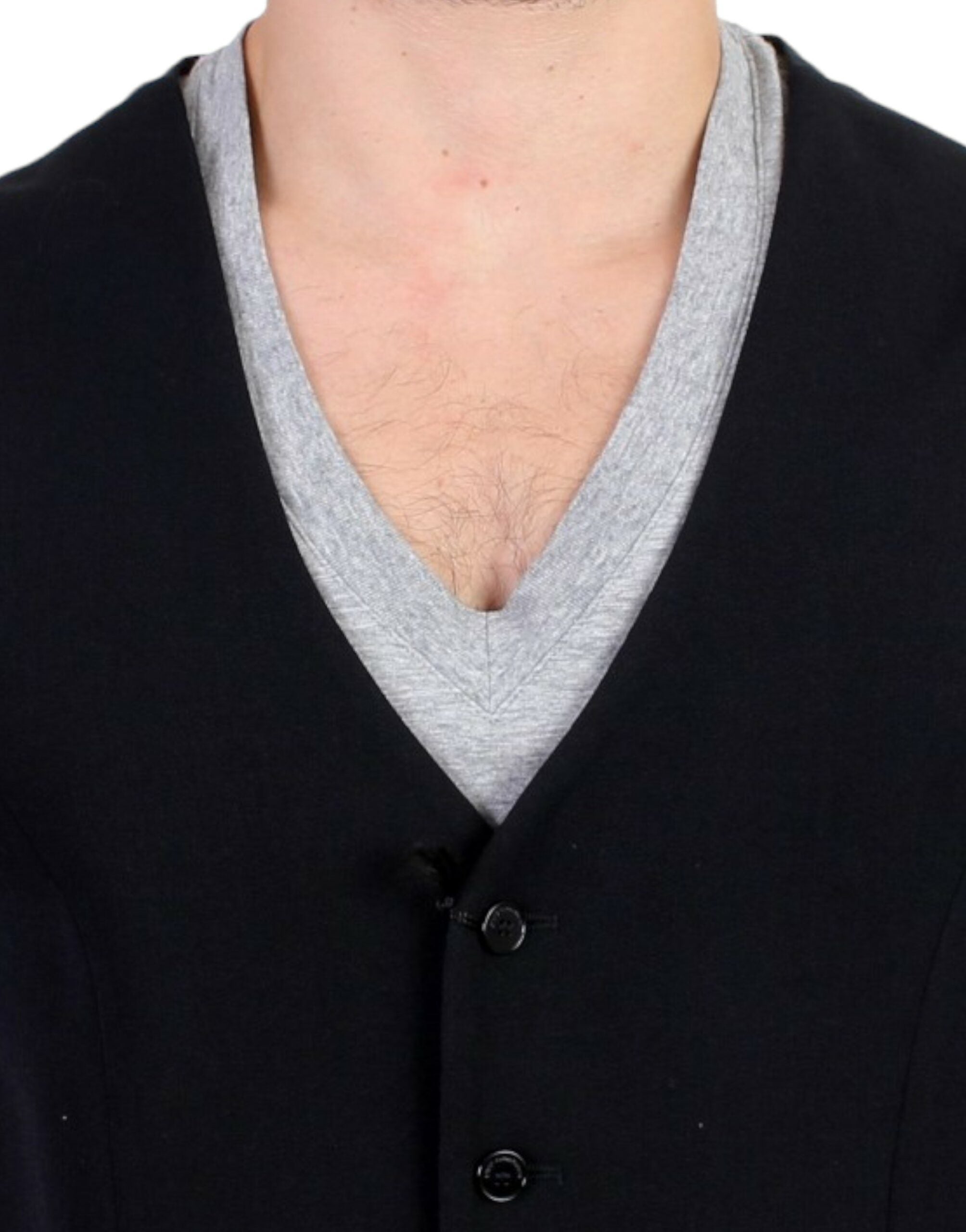 Elegant Black Wool Blend Casual Vest - ventzia