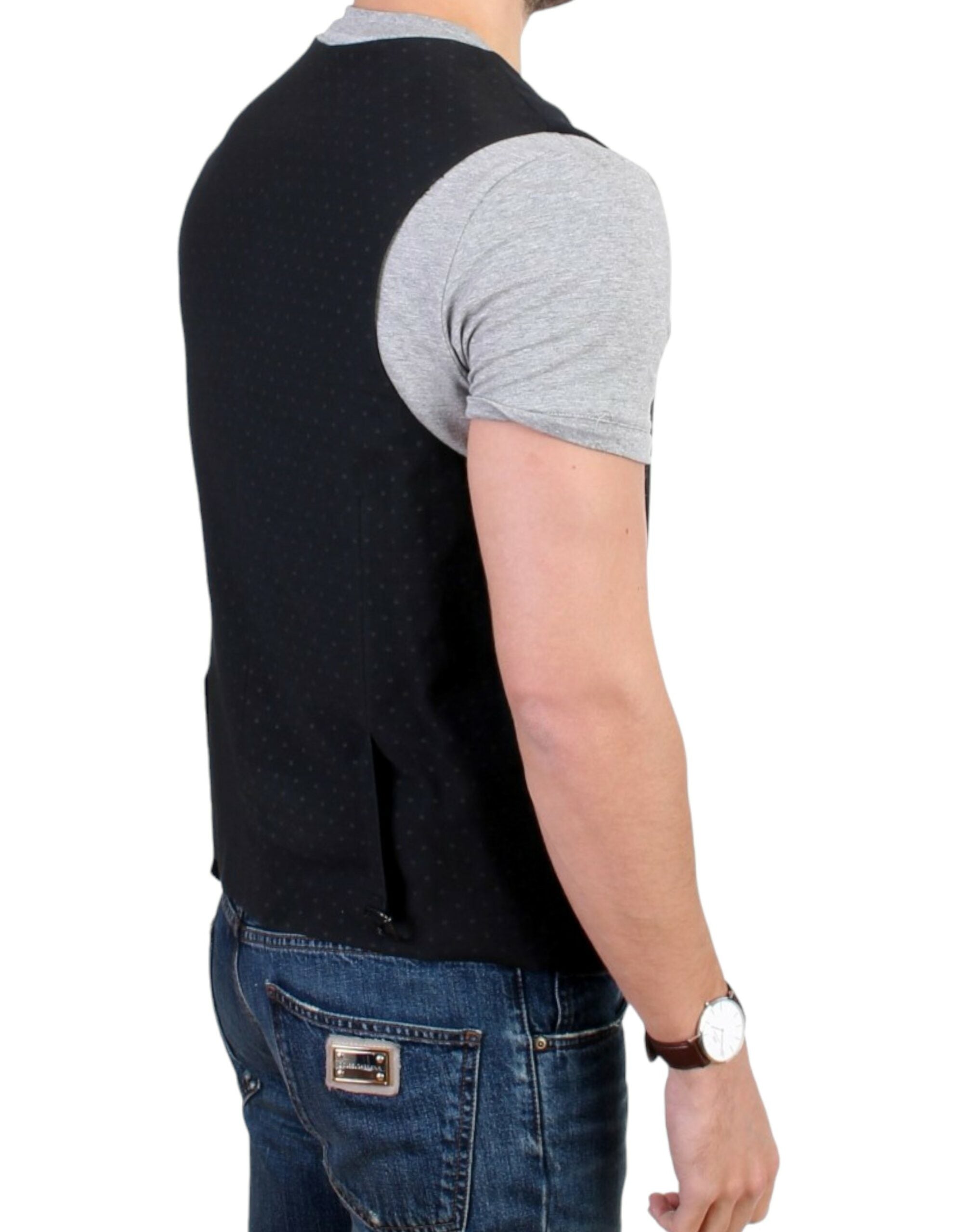 Elegant Black Wool Blend Casual Vest - ventzia
